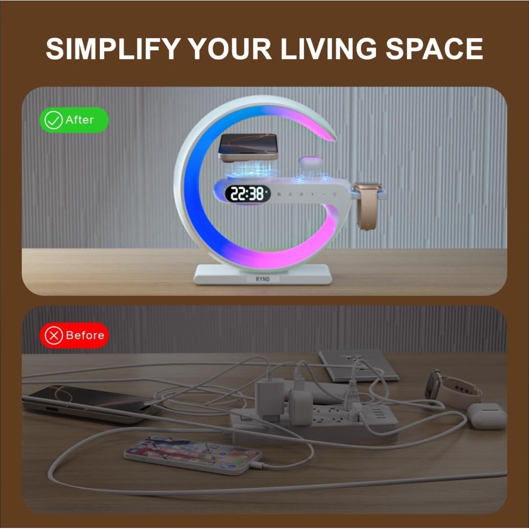 Reloj Despertador Magnético RYND PW0075 con Cargador Inalámbrico