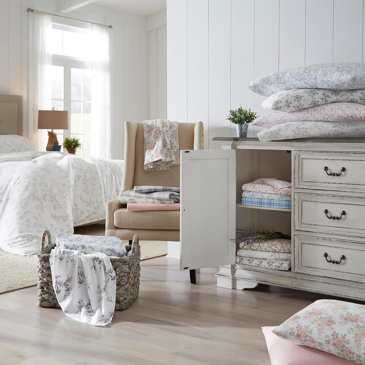 Juego de sábanas individuales Laura Ashley 100% Franela Algodón Rosa