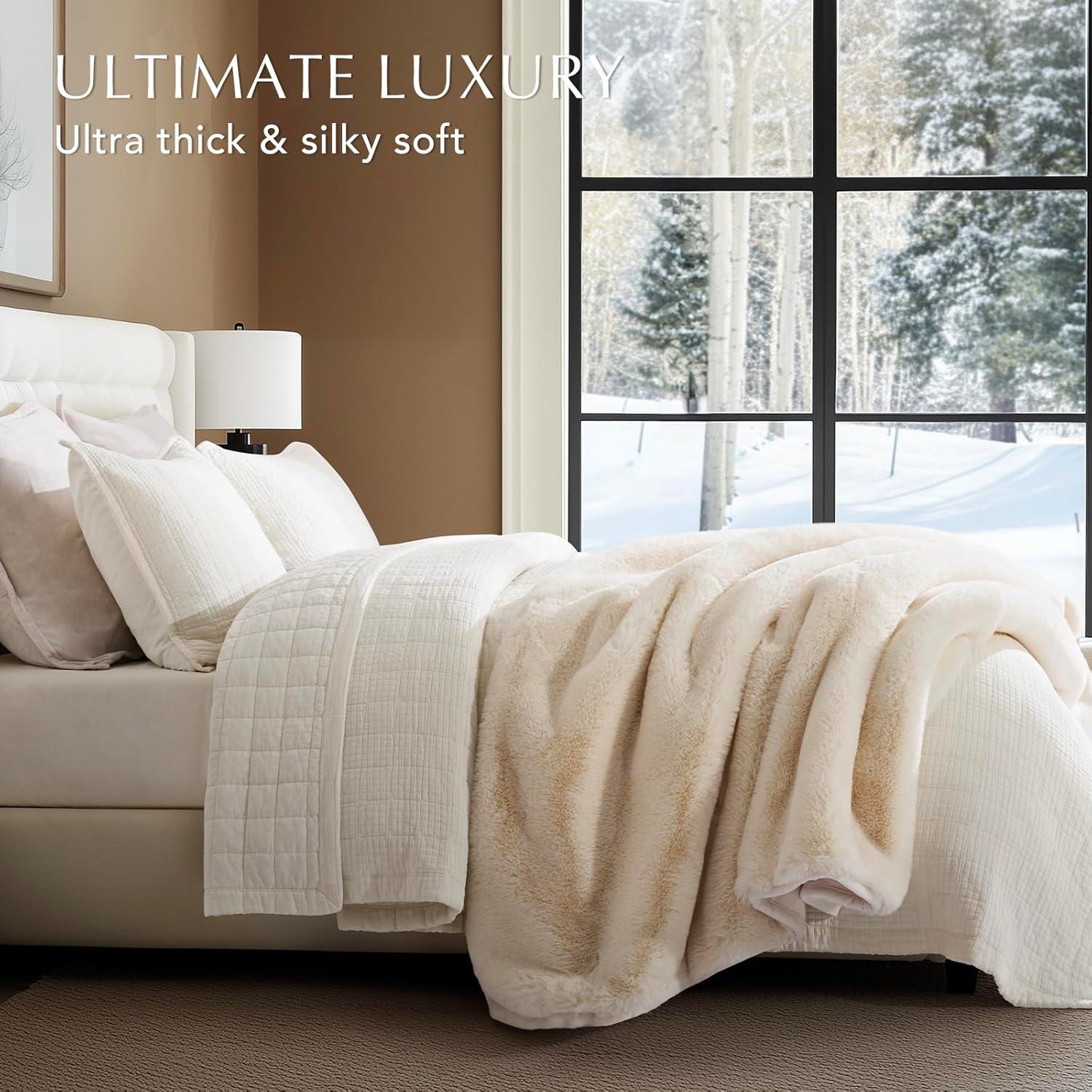 Manta de Falso Pelo Ultra Suave Evergracehome 152x127cm Blanca