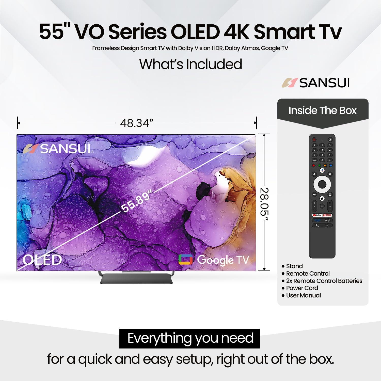 SANSUI 55" OLED 4K UHD Smart TV Dolby Vision 120Hz