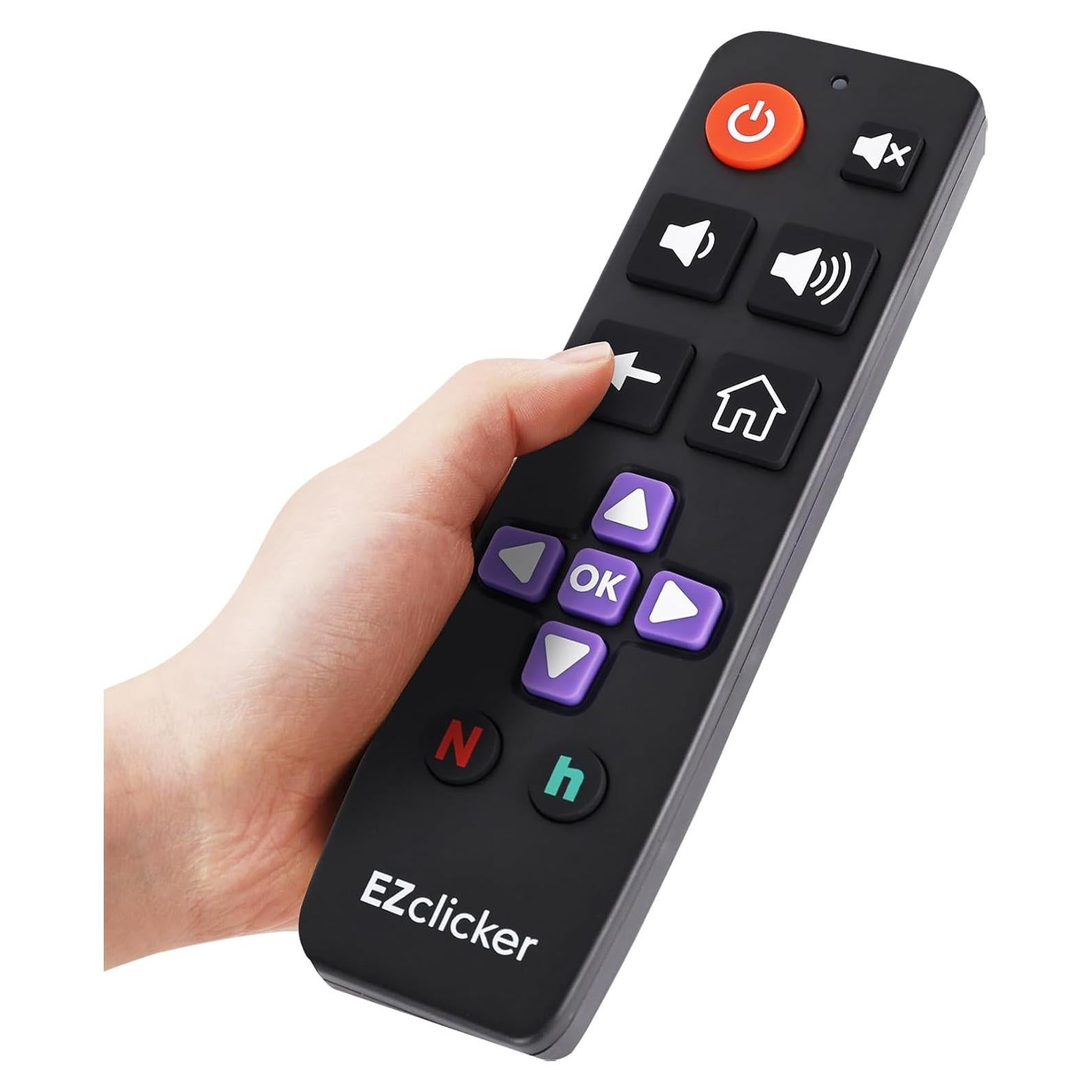 Control Remoto Grande Roku TV Benoo - Fácil de Usar, Negro