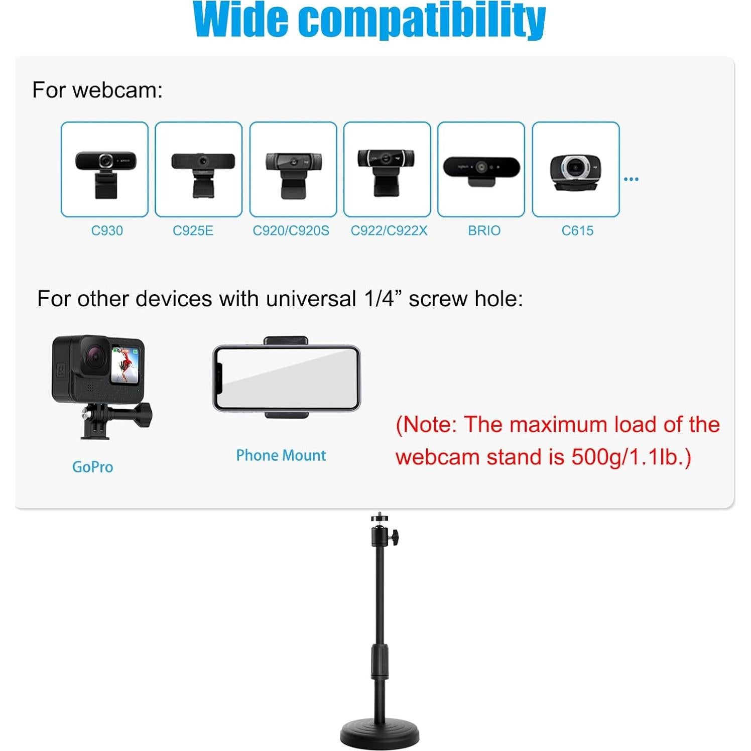 Soporte de Webcam Ajustable Khazylorr KCM1 para Logitech y Teléfonos