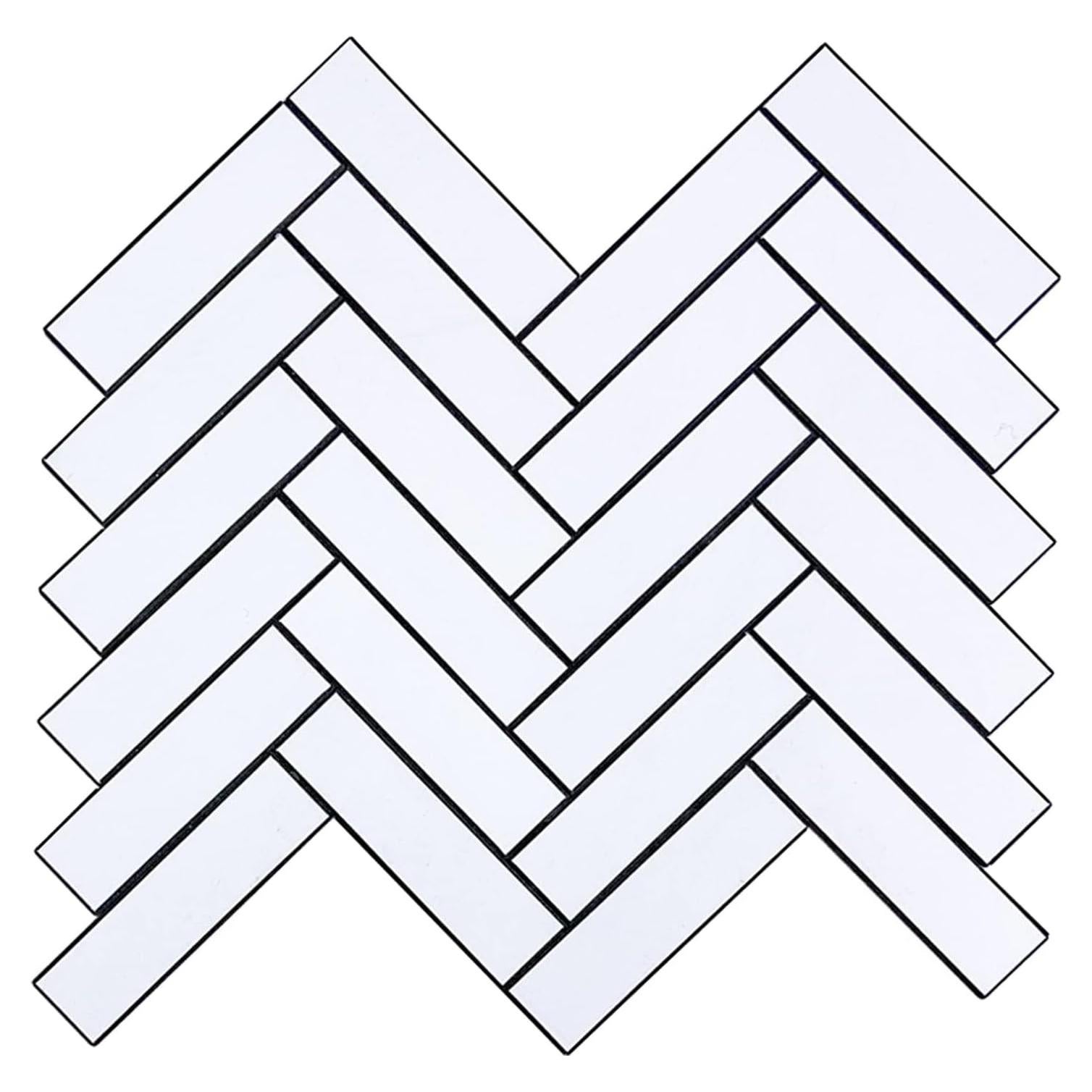 Azulejo autoadhesivo Herringbone Blanco Miscasa - 6 unidades
