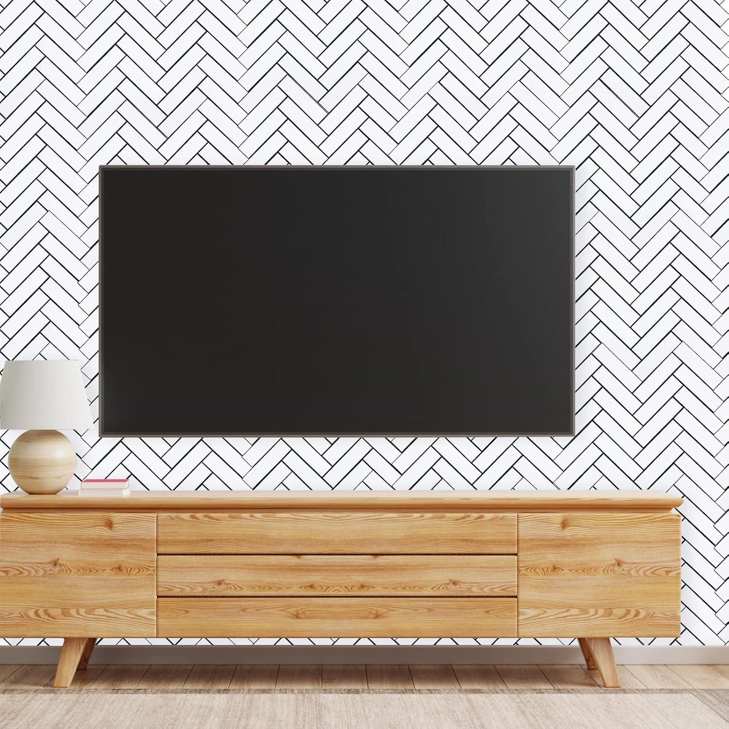 Azulejo autoadhesivo Herringbone Blanco Miscasa - 6 unidades