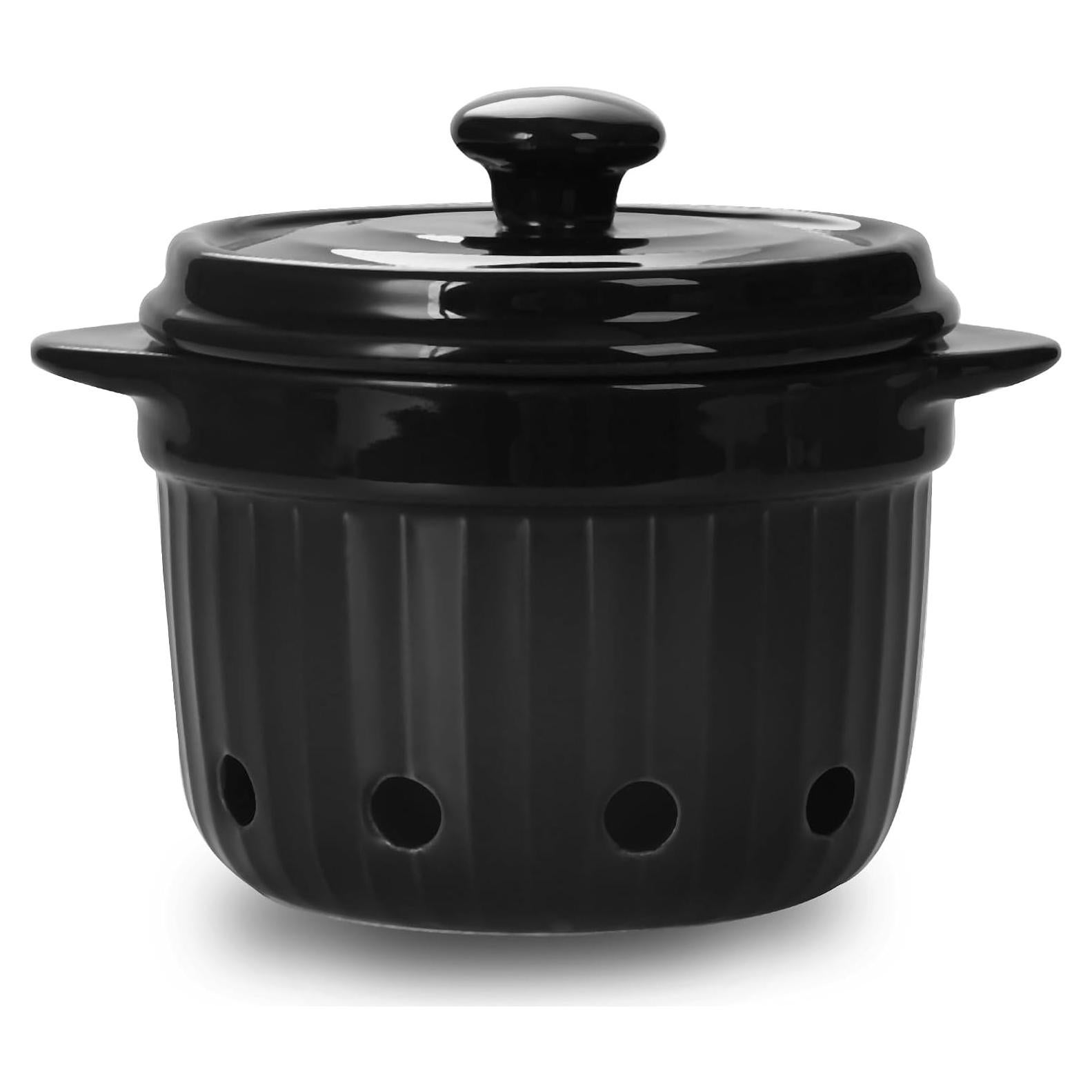Contenedor de Ajo HAOTOP de Cerámica con Tapa - 500 ml Negro