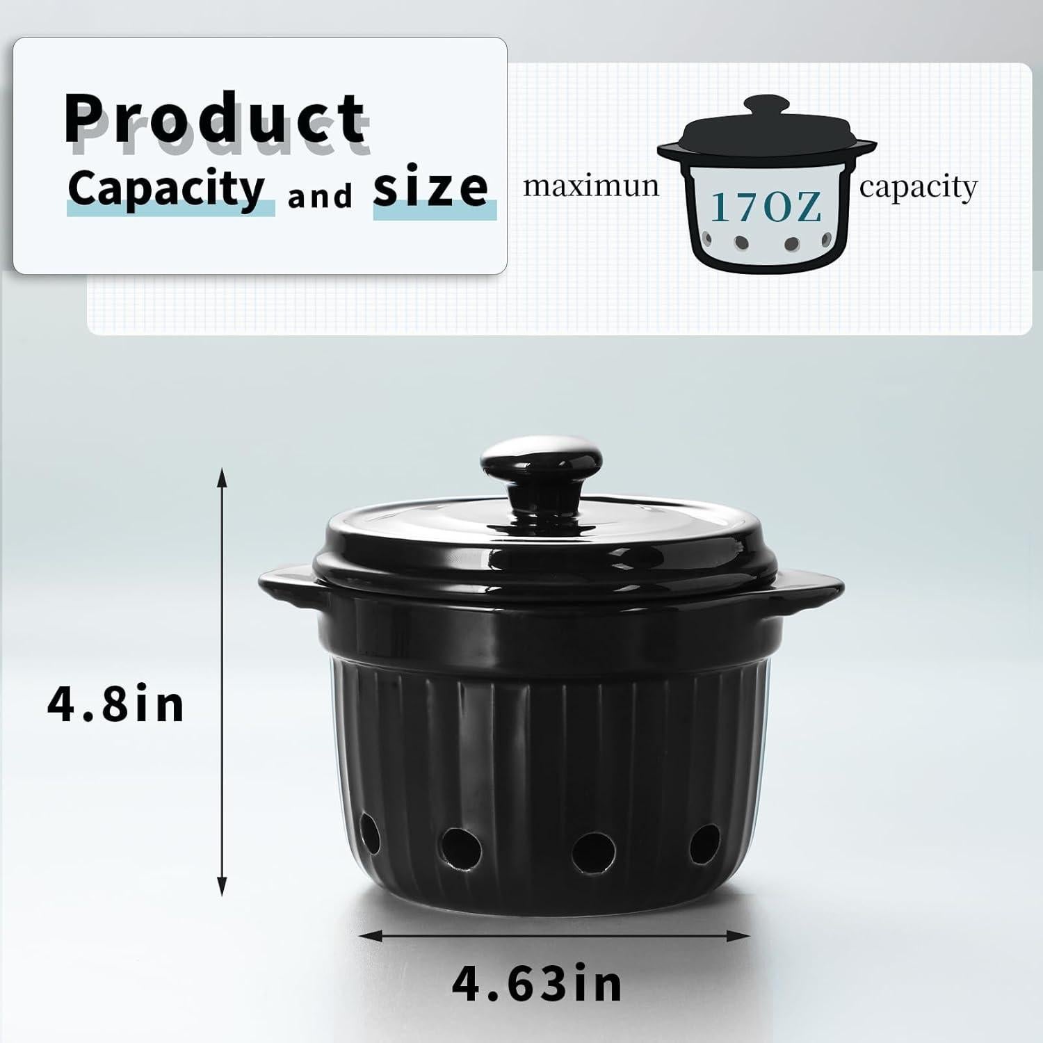 Contenedor de Ajo HAOTOP de Cerámica con Tapa - 500 ml Negro