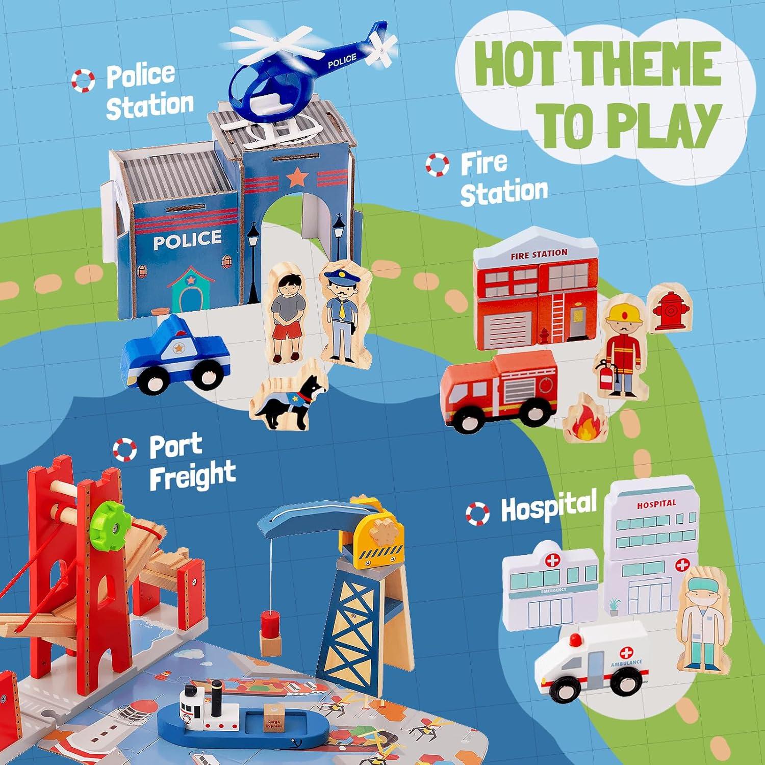 Conjunto de tren de madera Giant Bean 117 piezas para niños