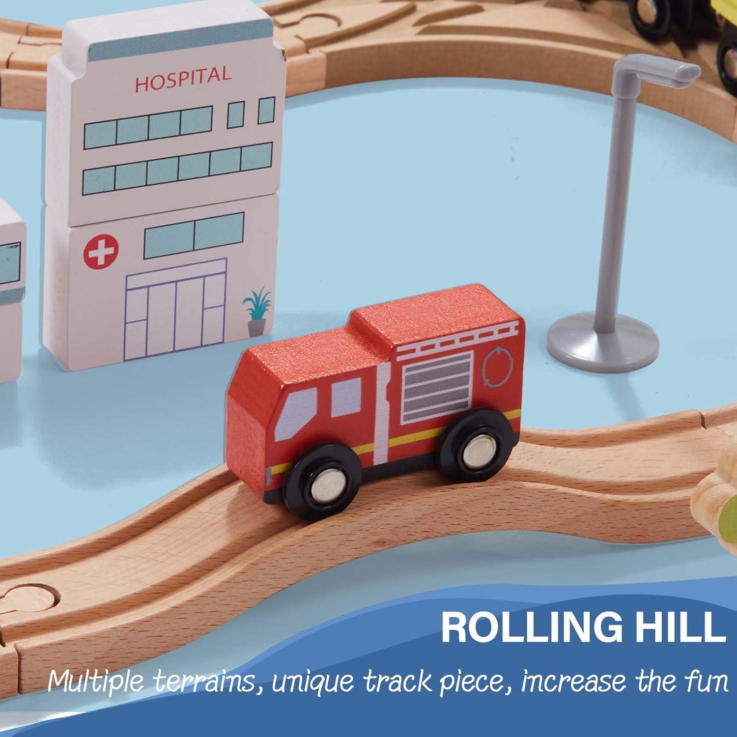 Conjunto de tren de madera Giant Bean 117 piezas para niños