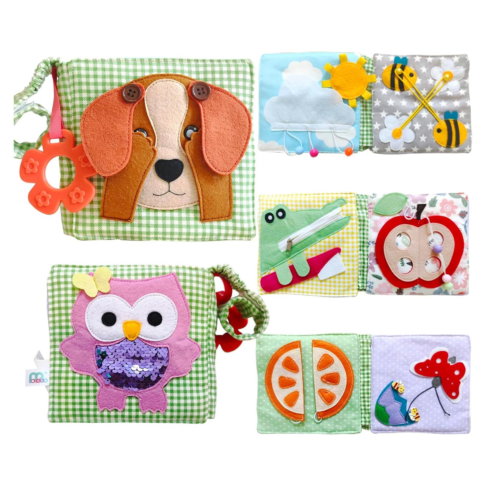 Libro de Tela Montessori ZHIZHI para Bebés 3-6 Años 16x16 cm