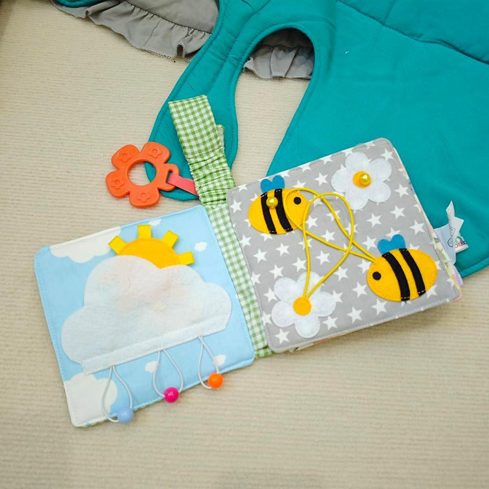 Libro de Tela Montessori ZHIZHI para Bebés 3-6 Años 16x16 cm