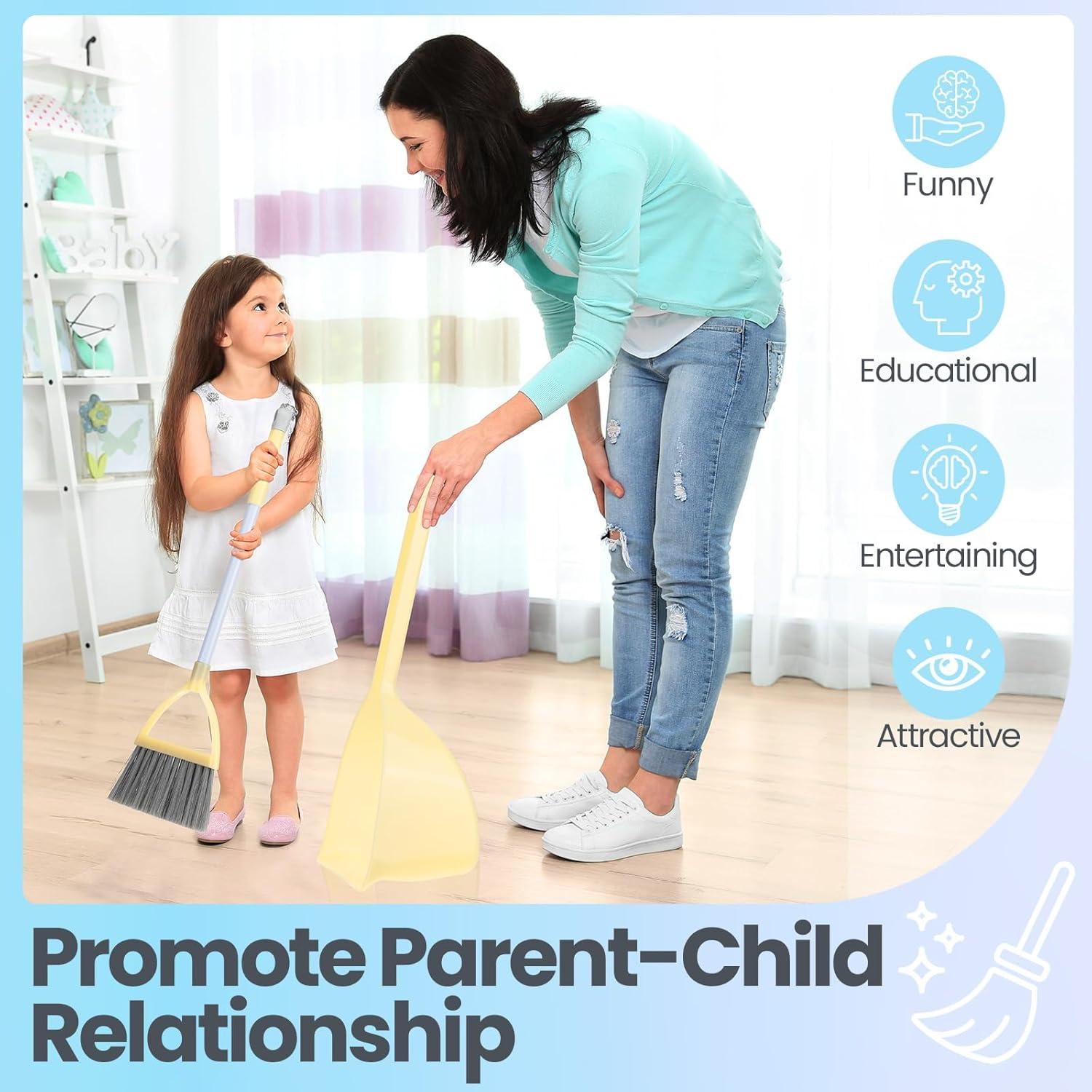 Set de Limpieza para Niños Roshtia - 3 Piezas Mini Escoba y Recogedor