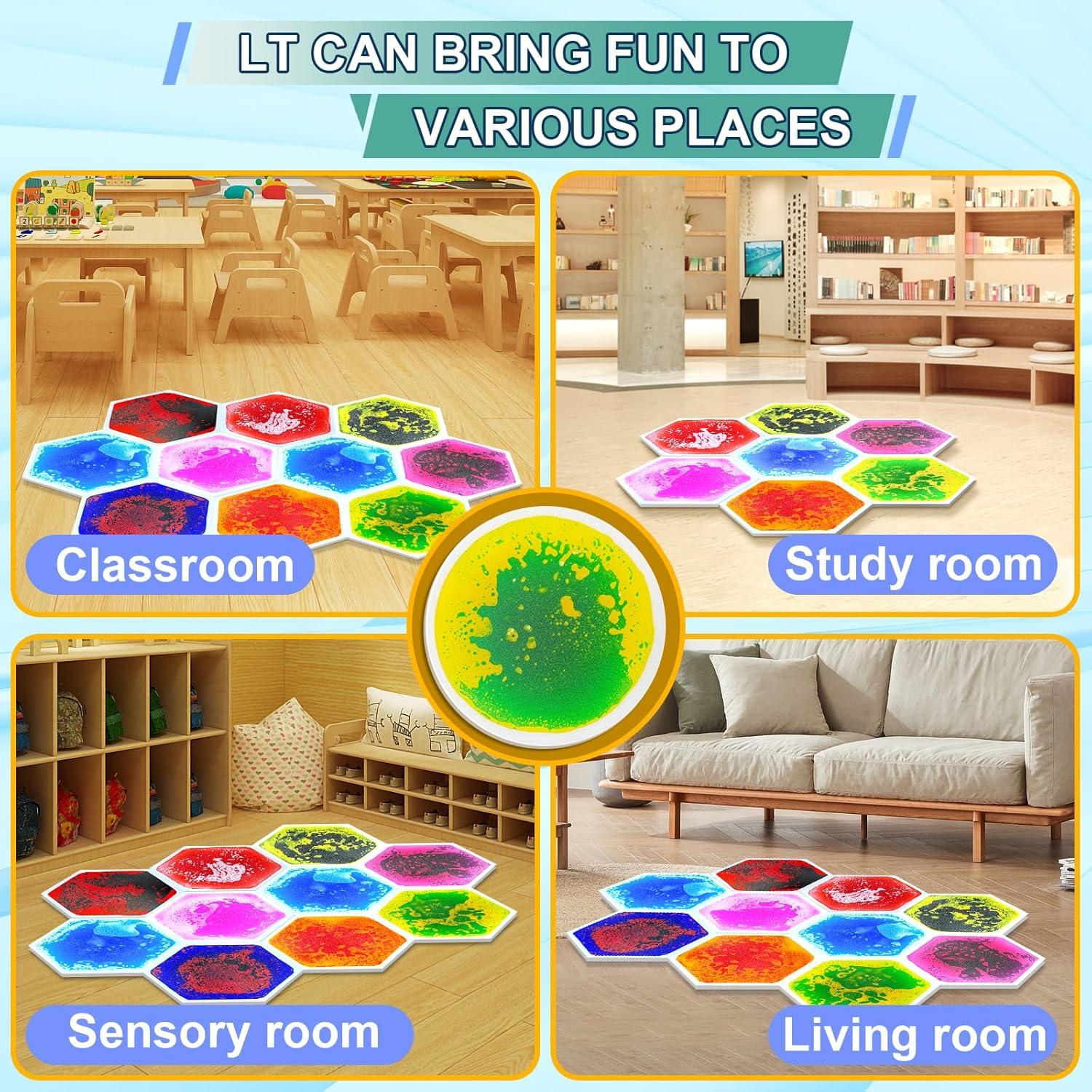 Losas de Piso Sensoriales Líquidas Onyoloy - 4 Hexagonales 33x31 cm