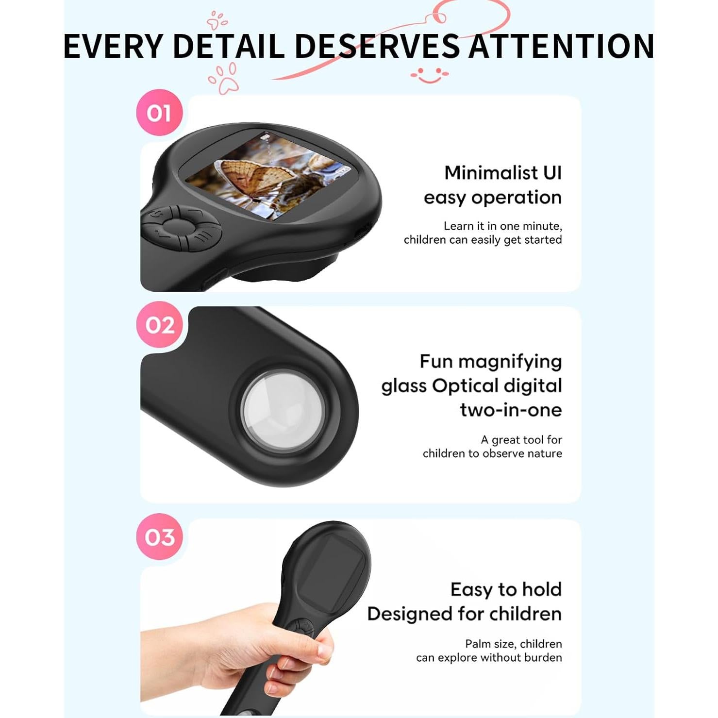 Microscopio Digital Ashfly para Niños - 200x Aumento, LED