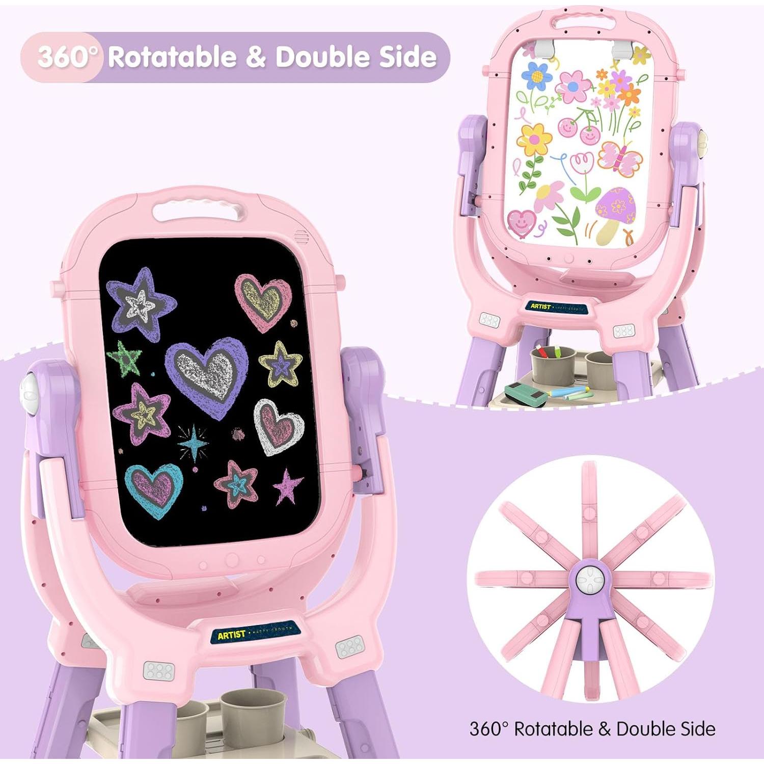 Caballete Artístico Doble Lado Victostar Ajustable Rosa 86 cm