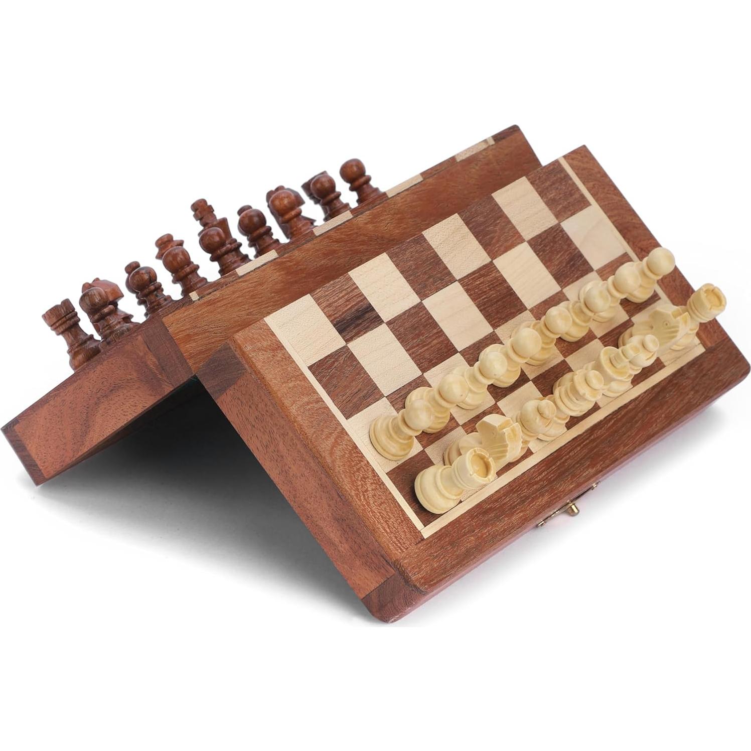 Juego de Ajedrez Magnético Ajuny 7x7 cm - Madera Hecha a Mano