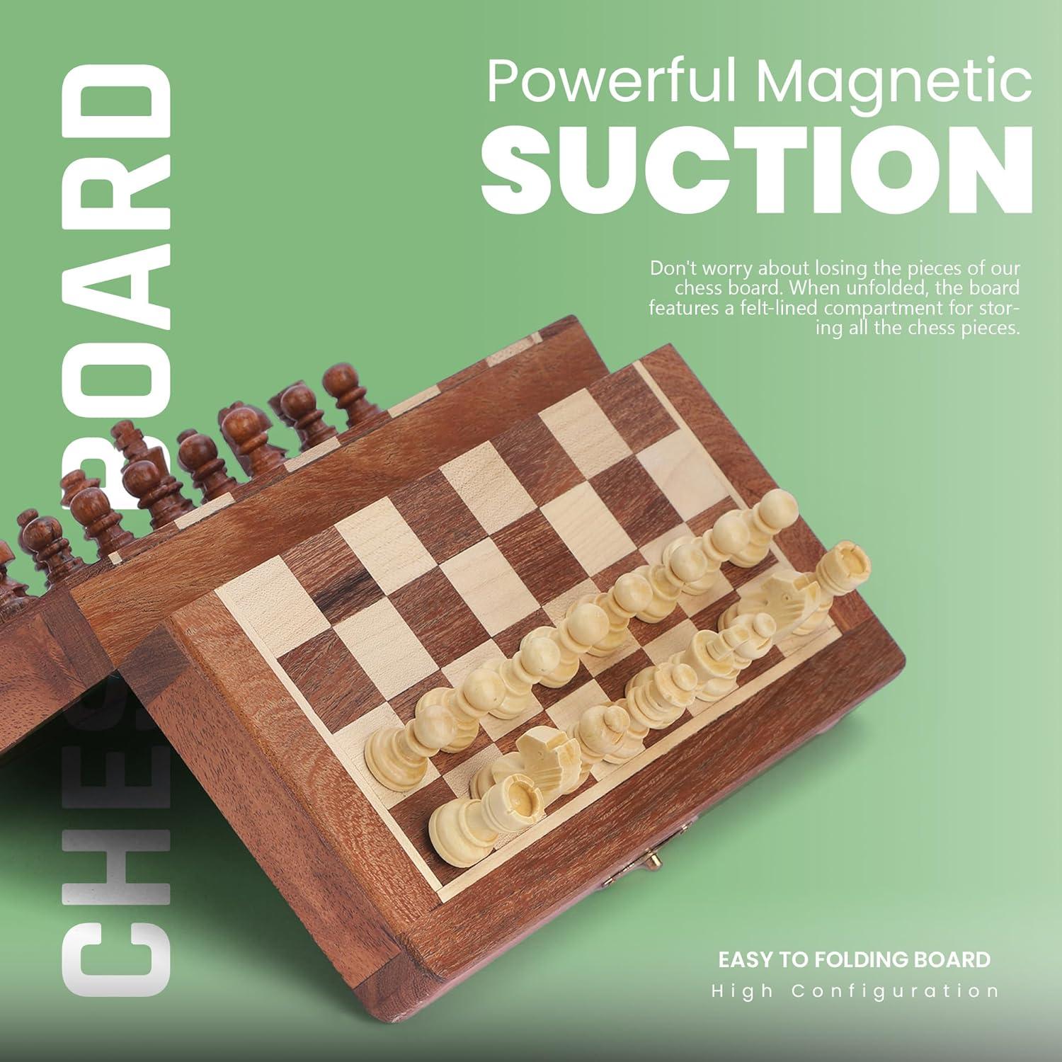 Juego de Ajedrez Magnético Ajuny 7x7 cm - Madera Hecha a Mano