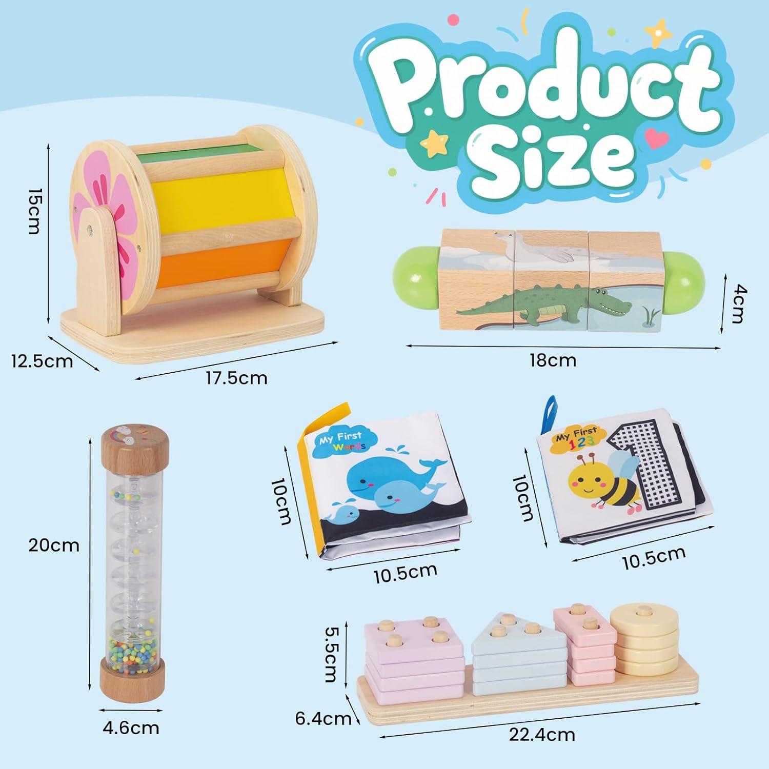 Juguetes de Madera Montessori 5-en-1 Woodenfun para Bebés