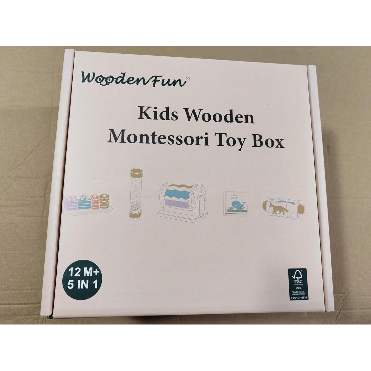 Juguetes de Madera Montessori 5-en-1 Woodenfun para Bebés