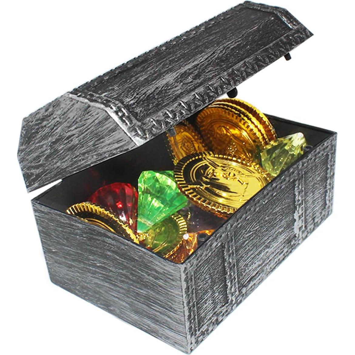 Cofre del Tesoro Pirata Pemalin con 12 Monedas y Diamantes