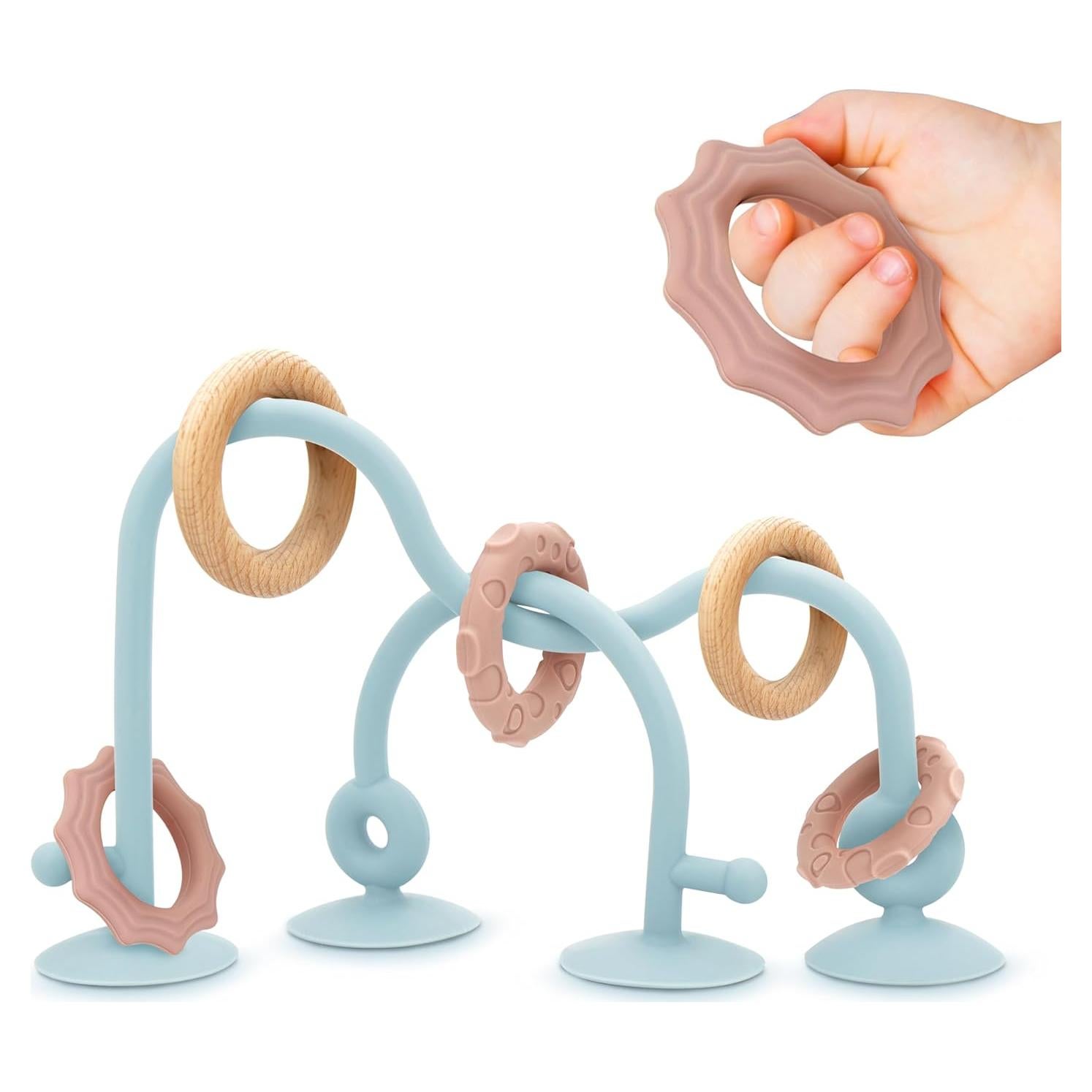 Juguete Sensorial para Bebés con Ventosa Ascnduup - Silicona y Madera