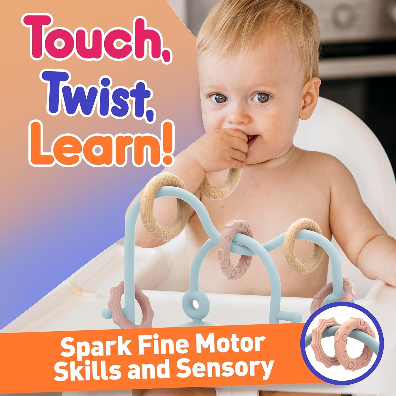 Juguete Sensorial para Bebés con Ventosa Ascnduup - Silicona y Madera