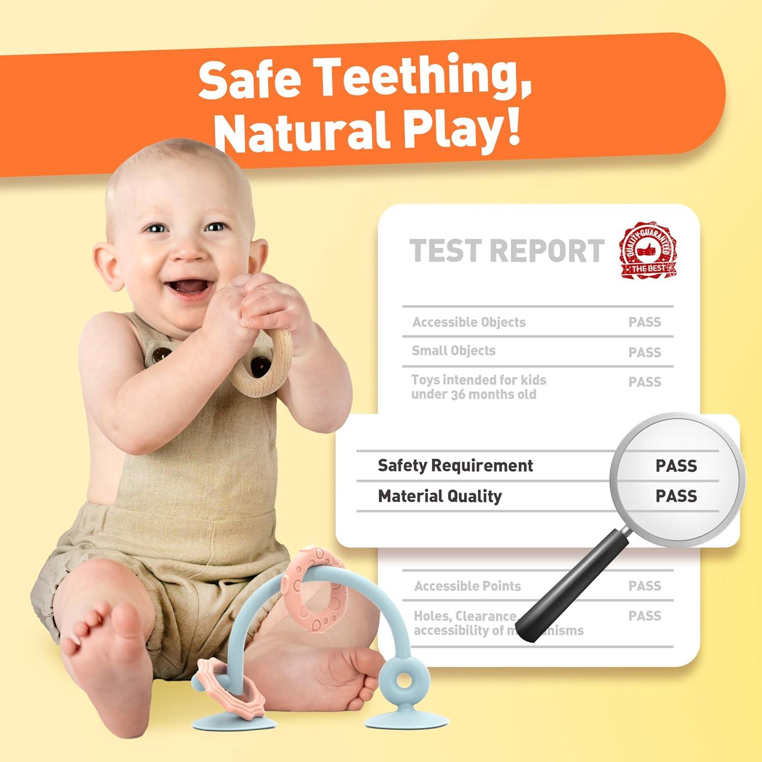 Juguete Sensorial para Bebés con Ventosa Ascnduup - Silicona y Madera