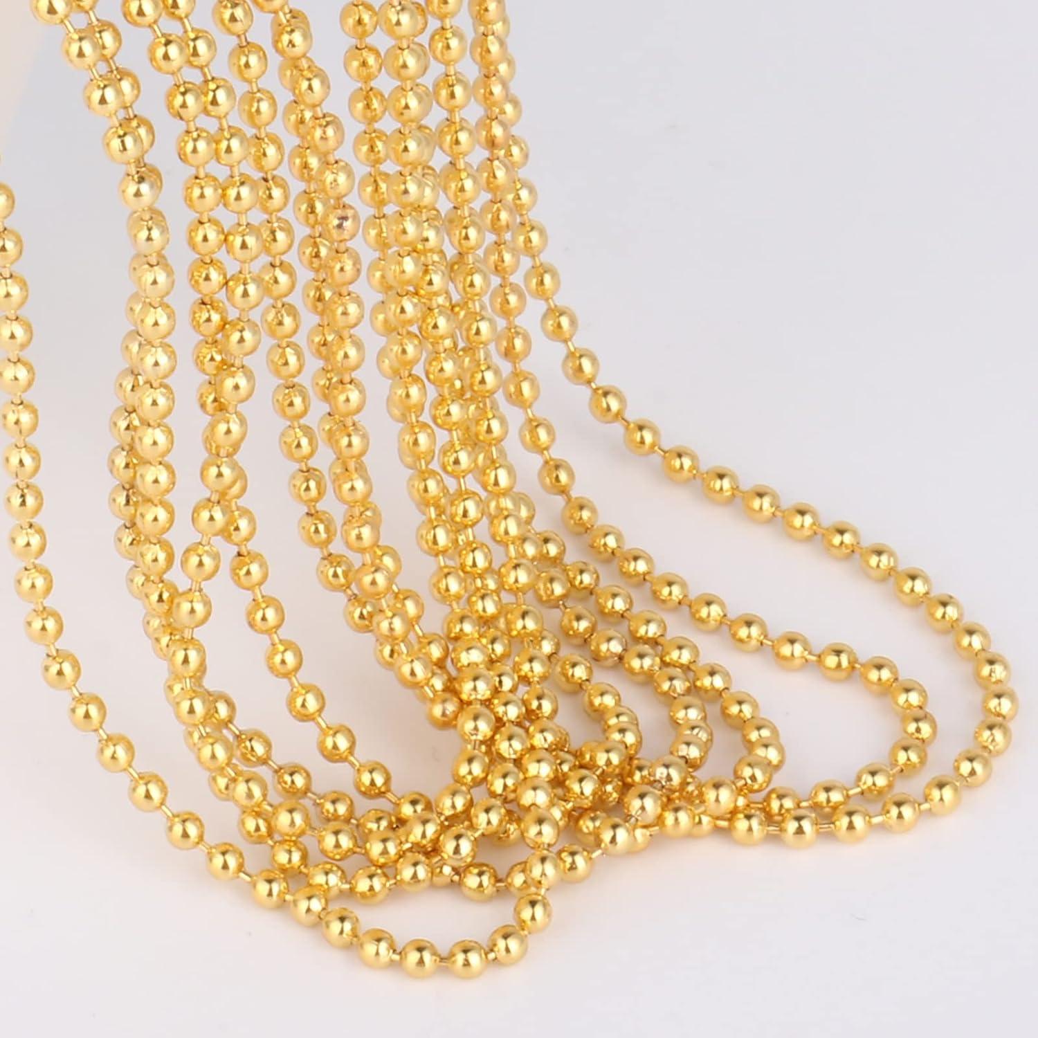 Cadena de cuentas de bola dorada 1.5mm 15.24m Cadikez