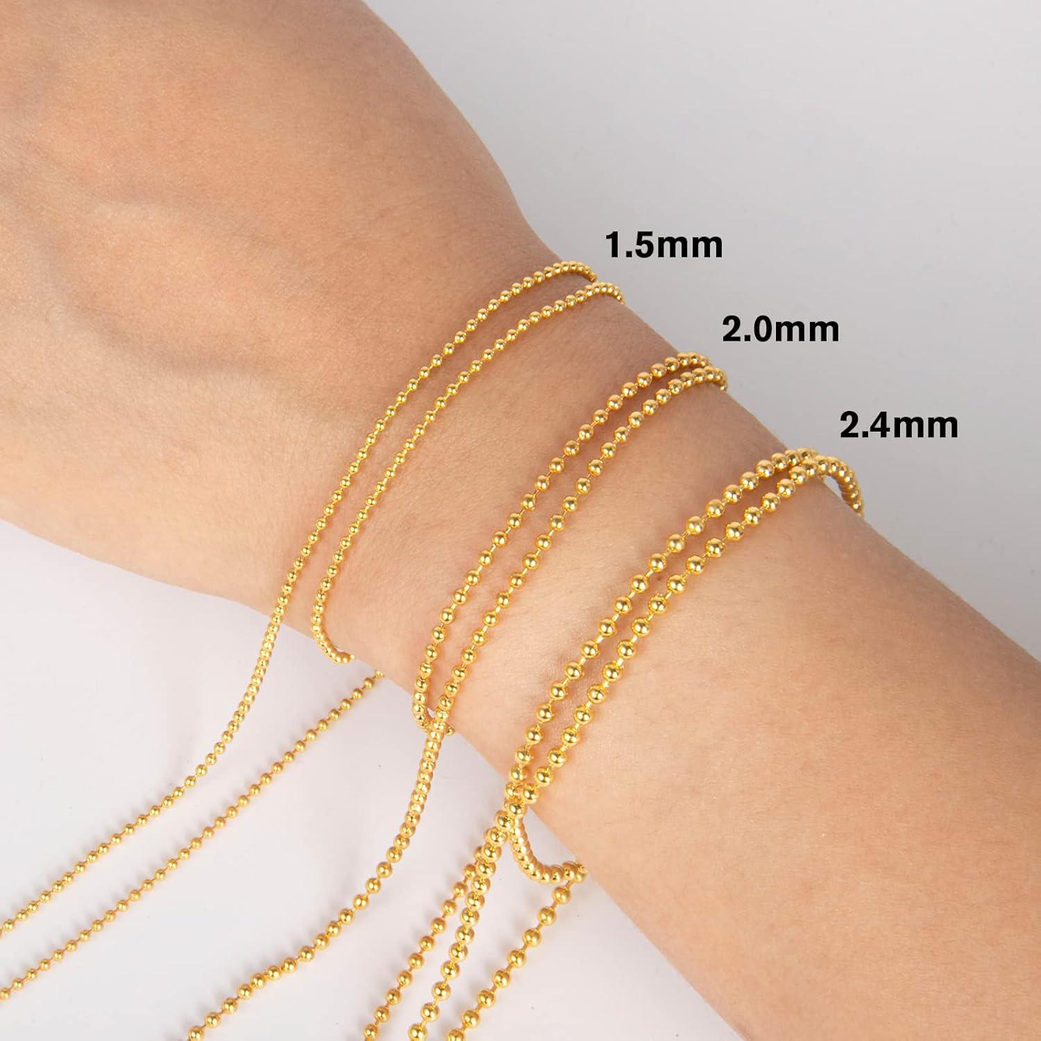 Cadena de cuentas de bola dorada 1.5mm 15.24m Cadikez