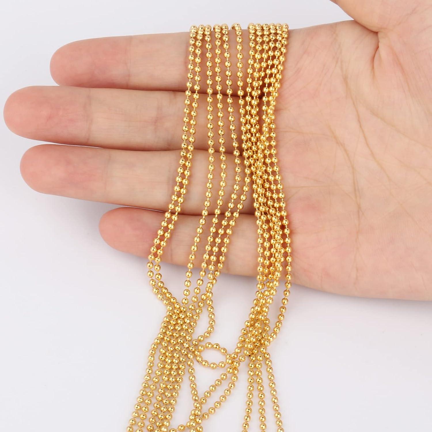 Cadena de cuentas de bola dorada 1.5mm 15.24m Cadikez