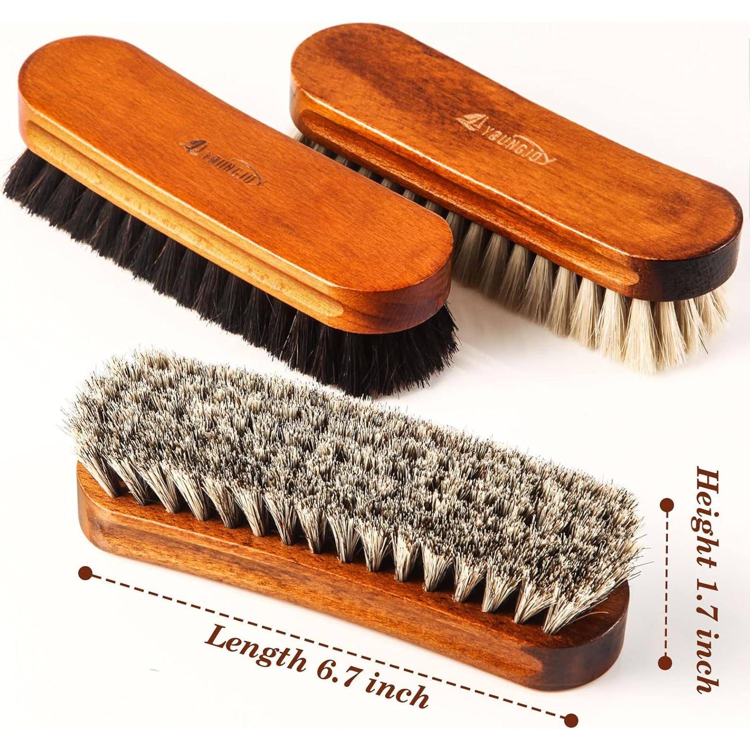 Kit de Cepillos para Zapatos YoungJoy - 3 Piezas de Cerdas de Caballo