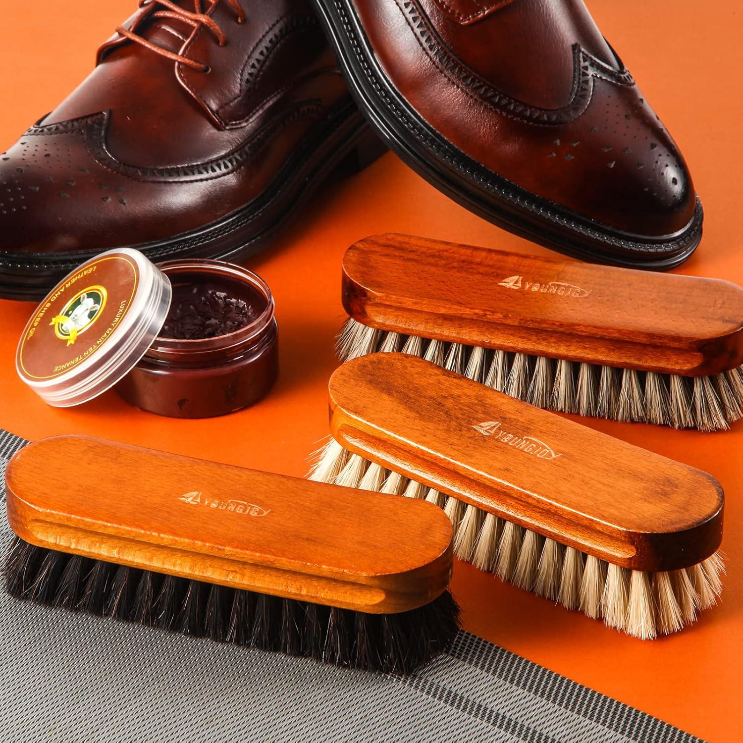 Kit de Cepillos para Zapatos YoungJoy - 3 Piezas de Cerdas de Caballo