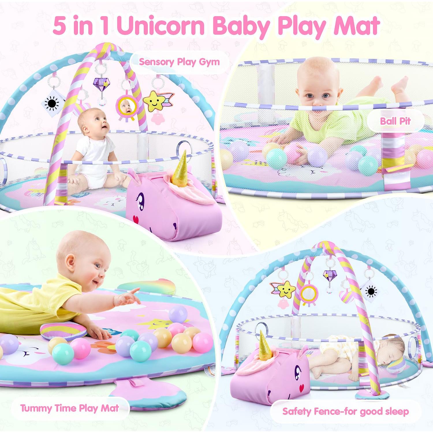 Alfombra de Juego para Bebés WeeHomm Unicornio 89x89cm