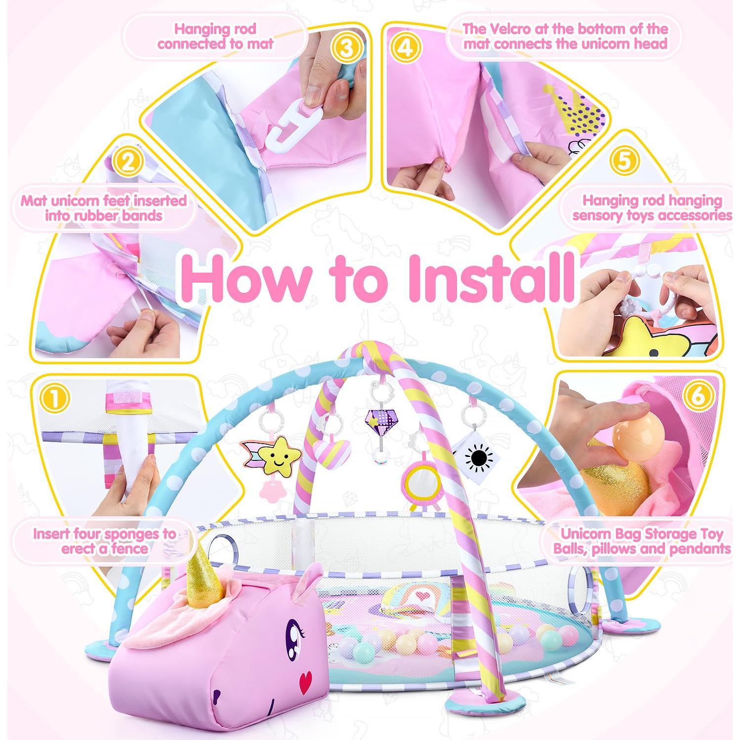 Alfombra de Juego para Bebés WeeHomm Unicornio 89x89cm