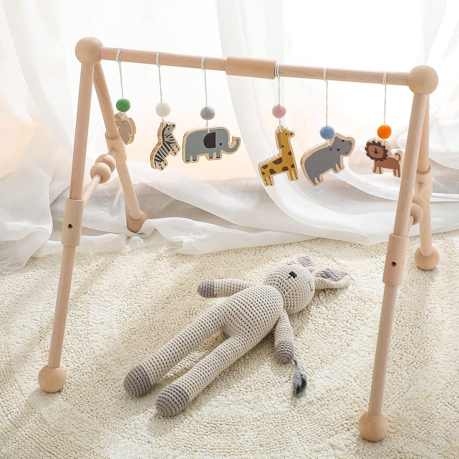 Gimnasio de Madera para Bebés Etucdose-1 con 6 Juguetes