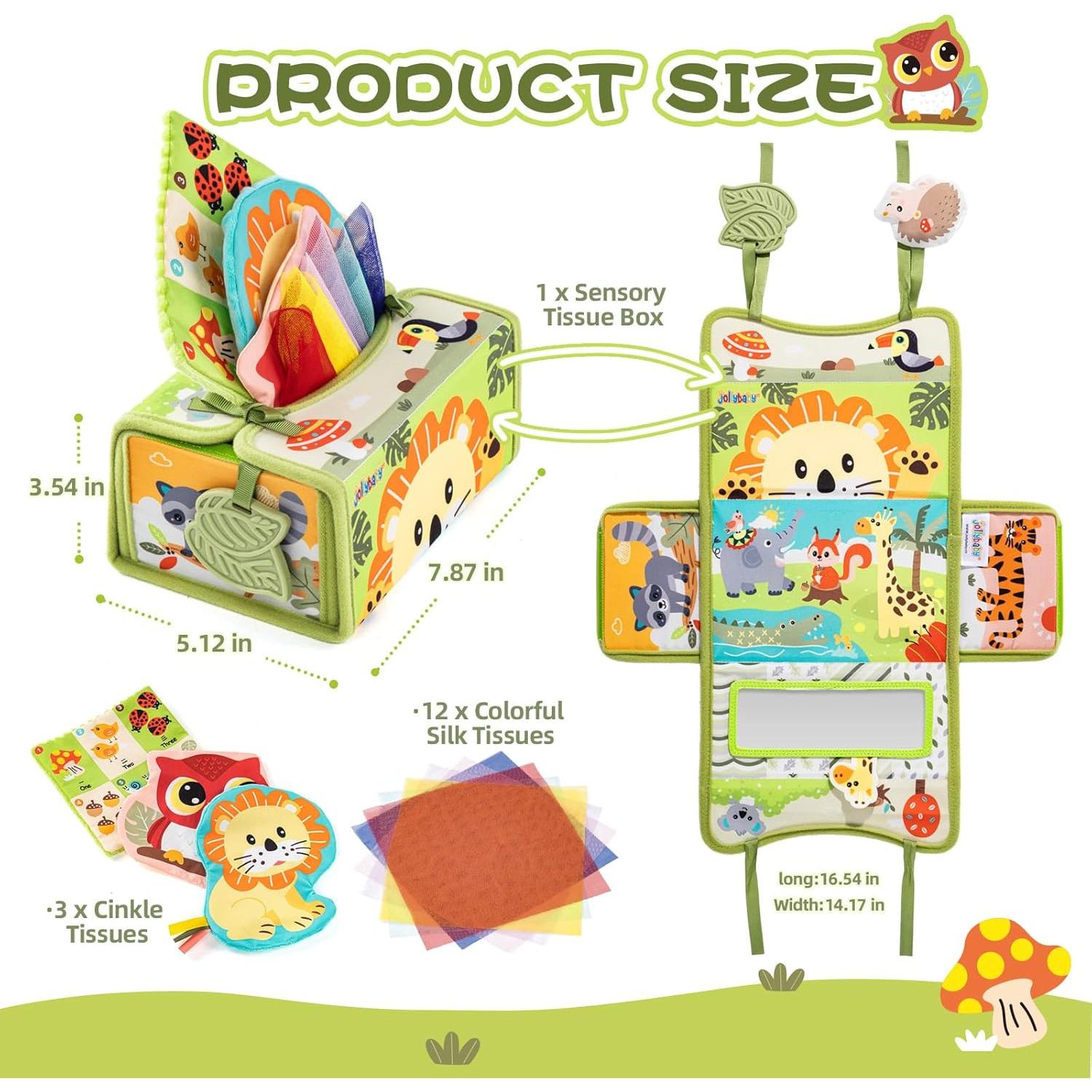 Jollybaby Juguete Sensorial Caja de Tejidos para Bebé 0-1 Año