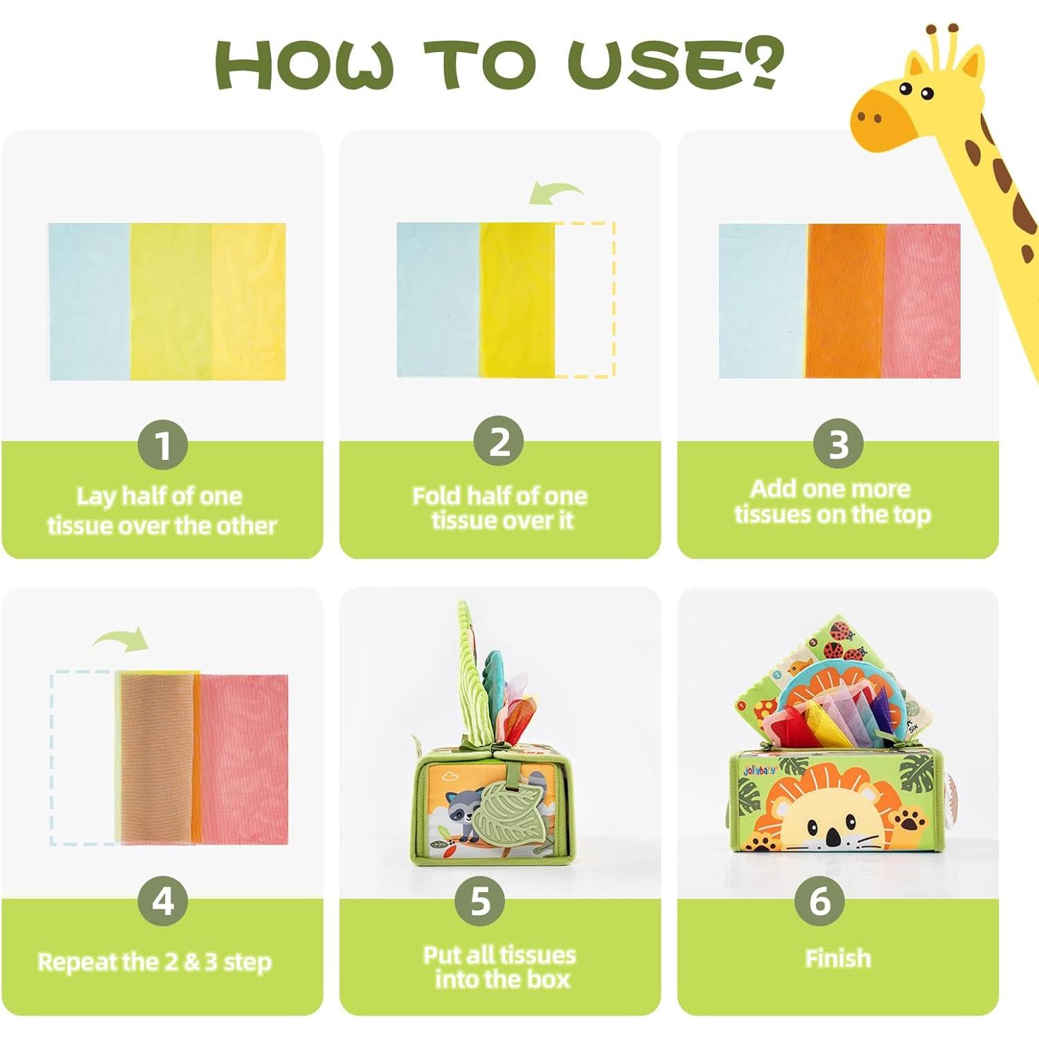 Jollybaby Juguete Sensorial Caja de Tejidos para Bebé 0-1 Año