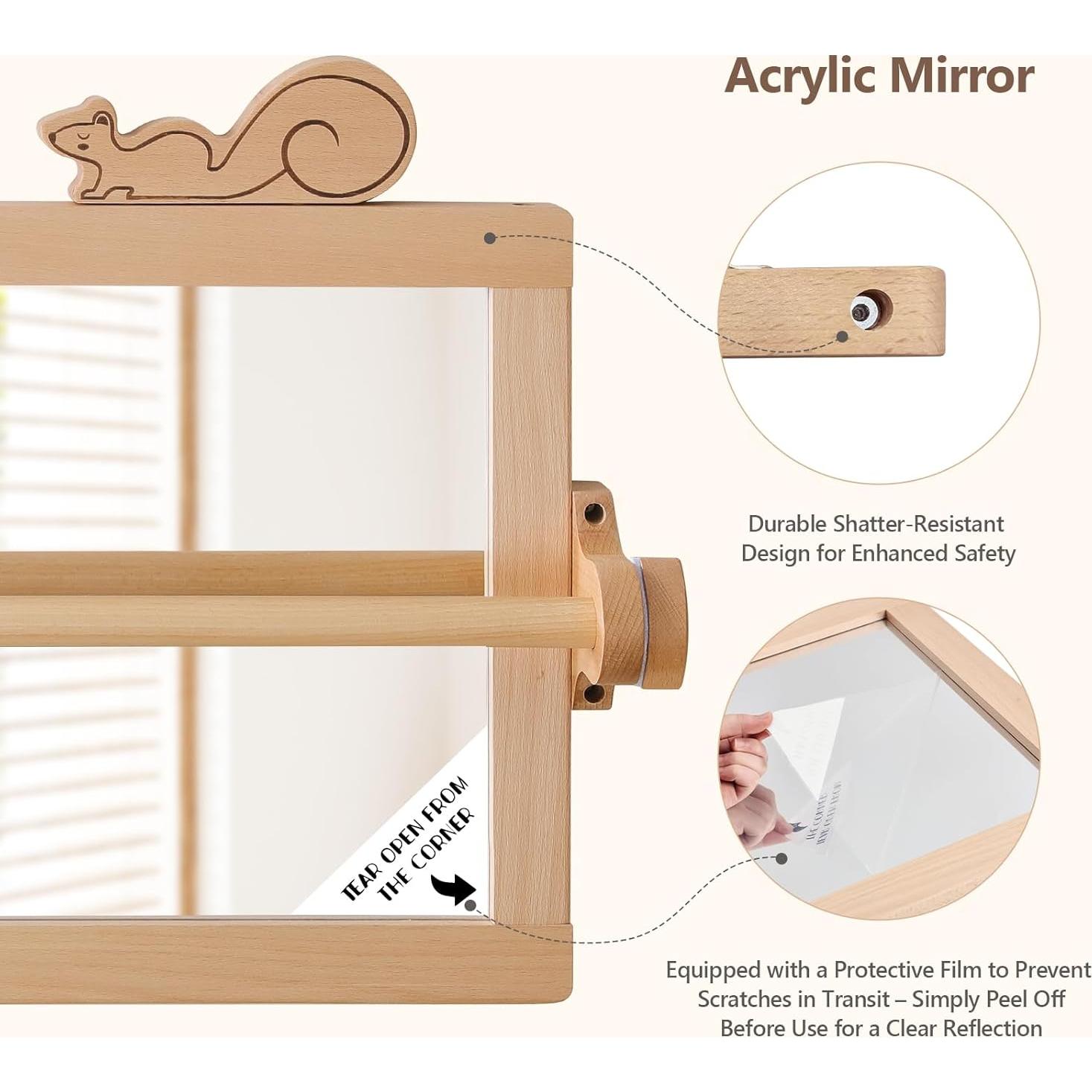 Espejo Montessori HI BABY MONMENT Madera Desmontable 61x42 cm