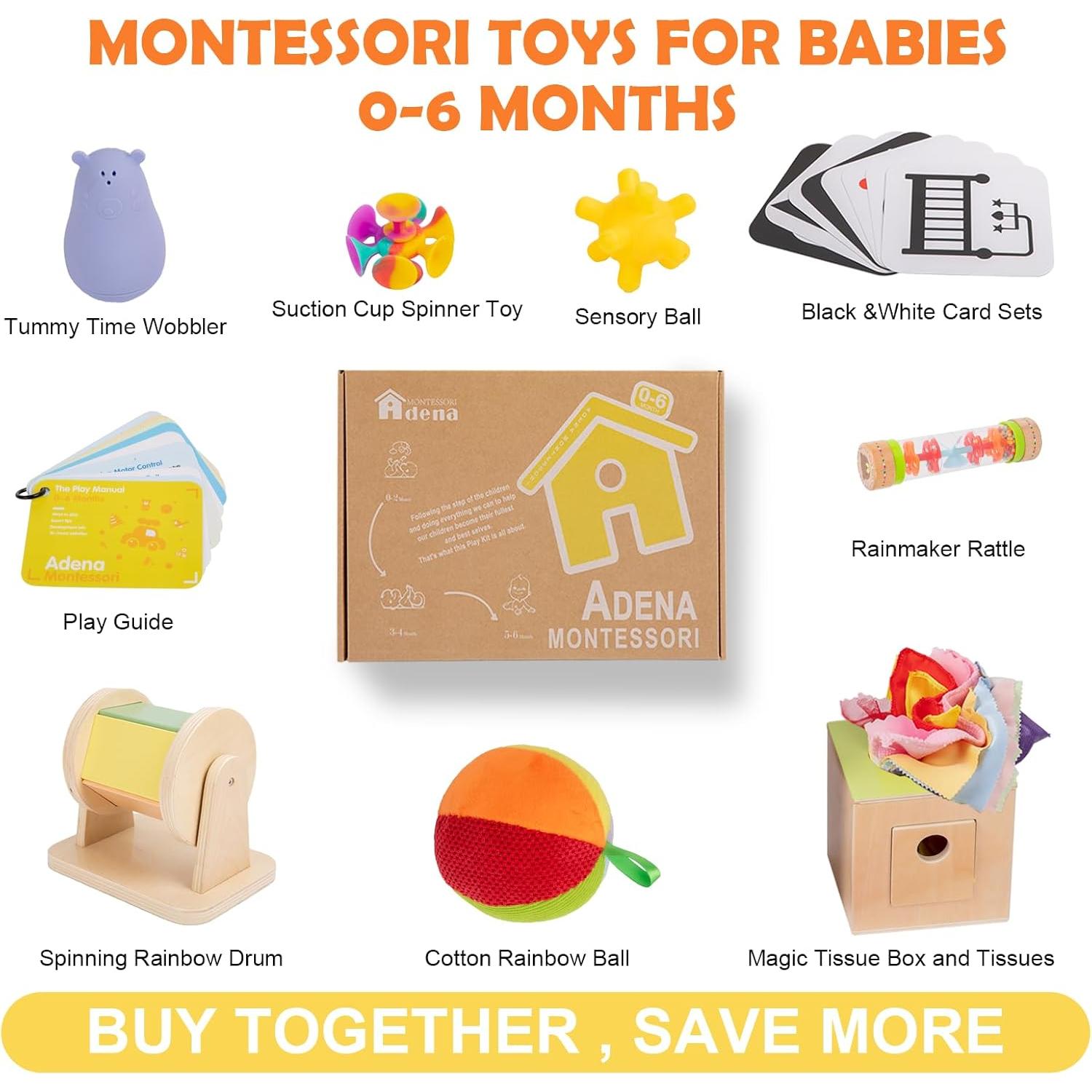 Kit de Juego Adena Montessori 9 en 1 para Bebé 0-6 Meses
