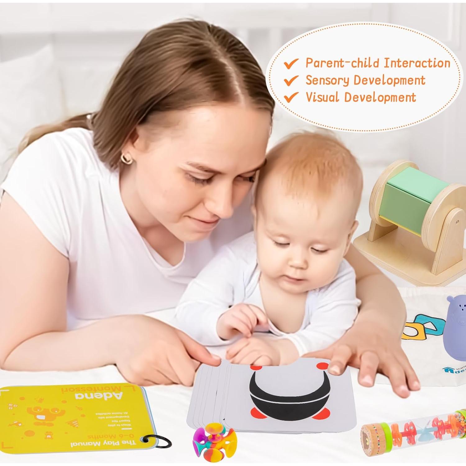 Kit de Juego Adena Montessori 9 en 1 para Bebé 0-6 Meses