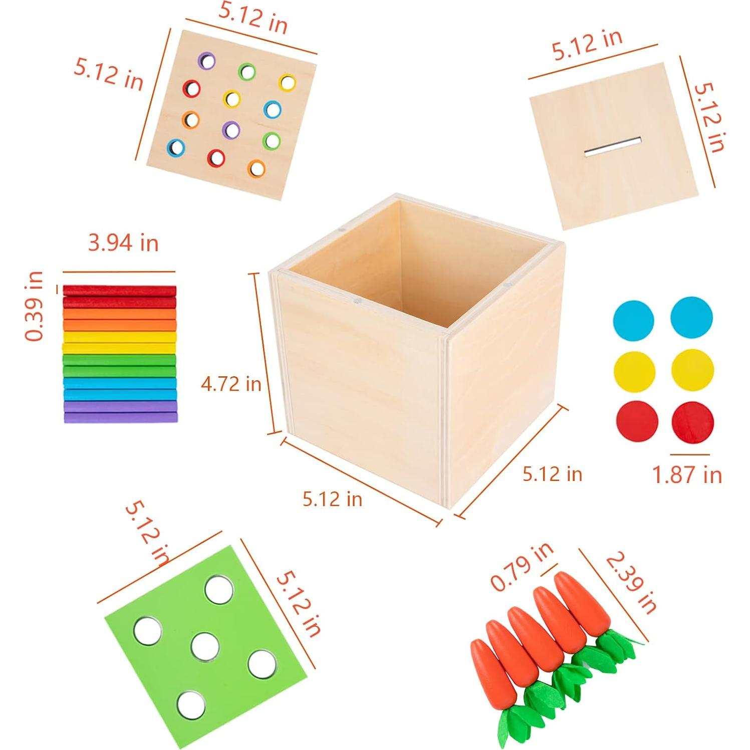 Juguetes Montessori de Madera 3-en-1 para Bebés 1-3 Años