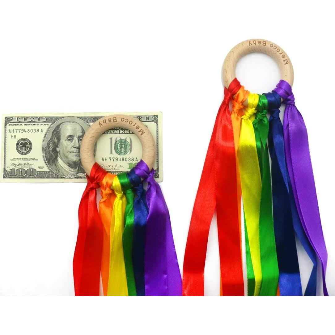 MEROCO Anillo de Madera Arcoíris para Niños - 2 Piezas