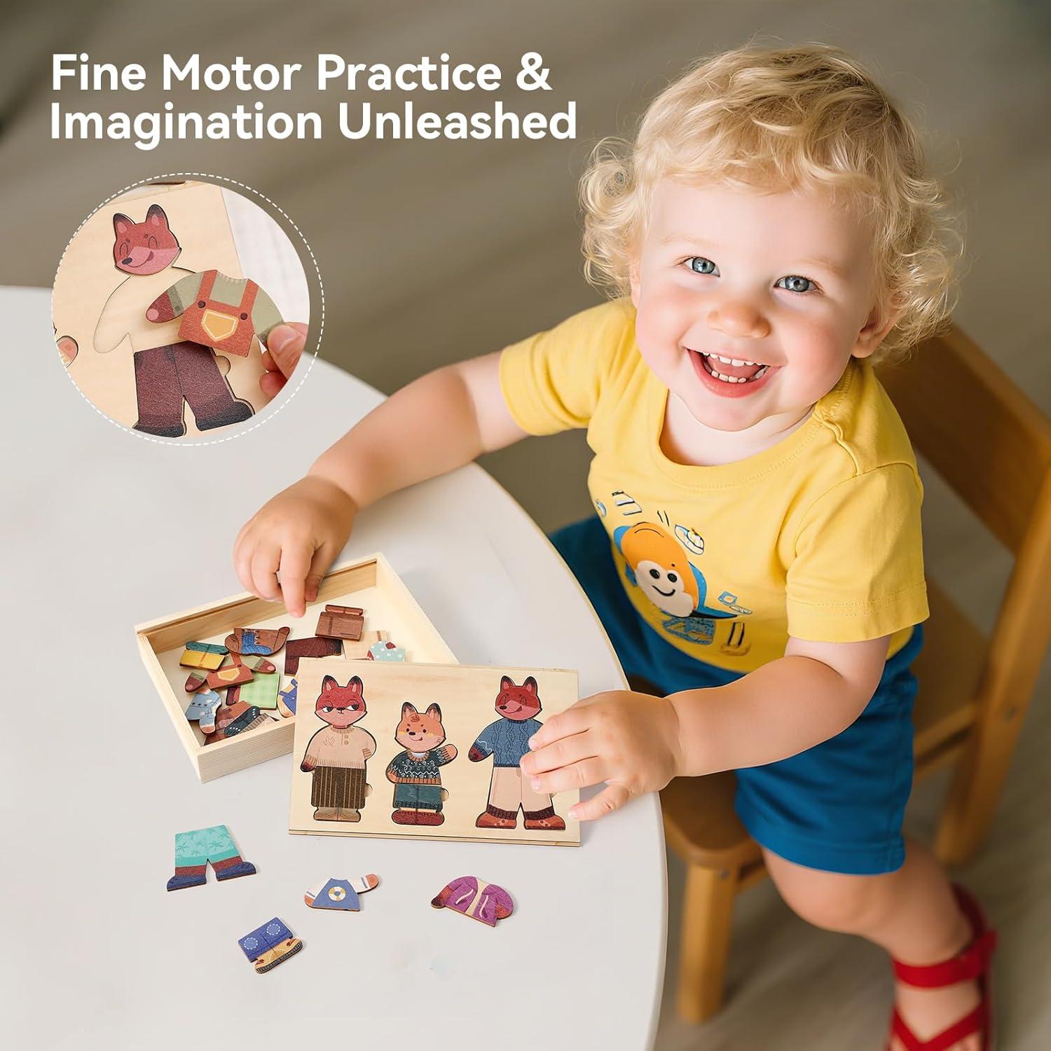 Rompecabezas de Madera Bopoobo Familia de Zorros 19x15 cm