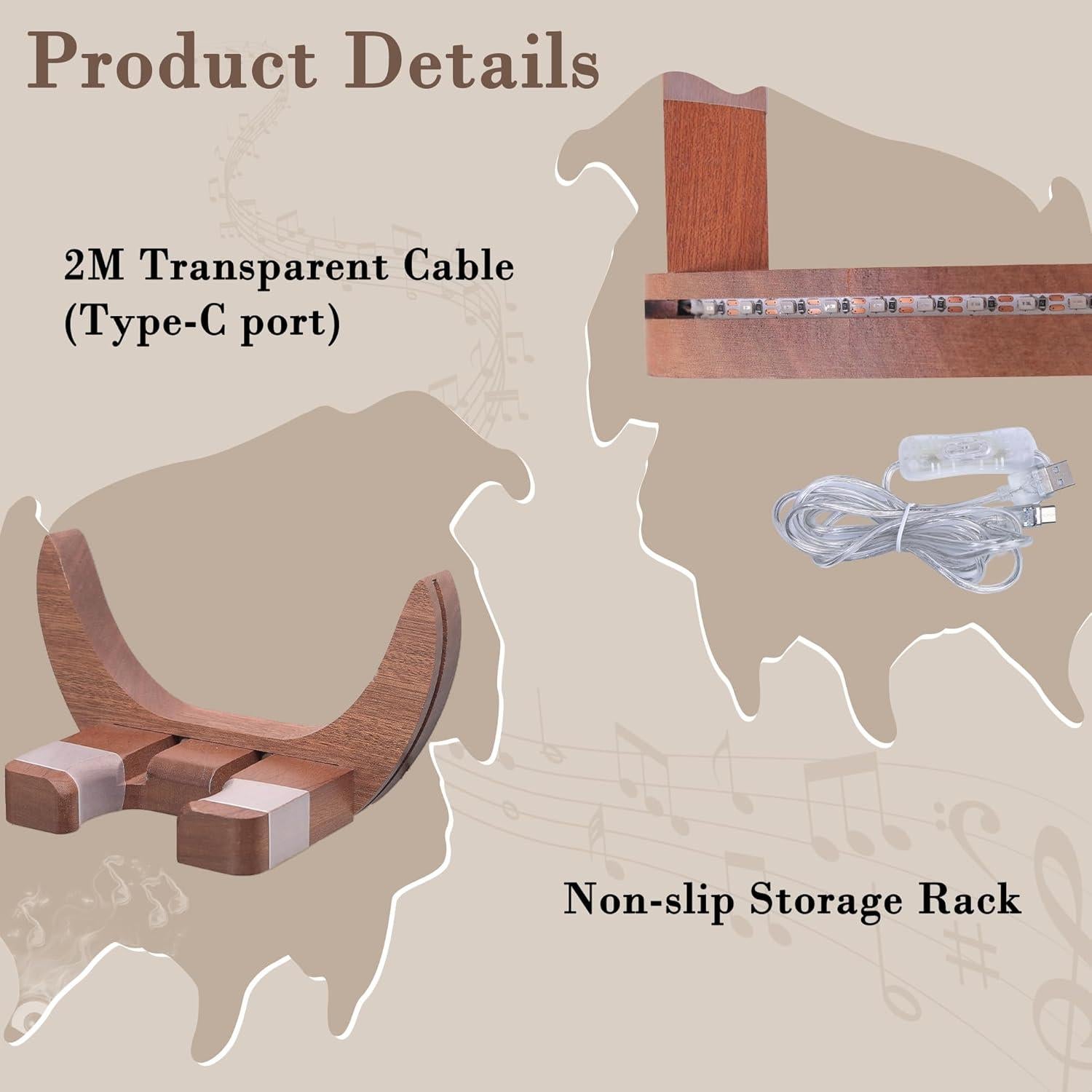 Soporte de guitarra montado en pared CoolGift Mart LED USB