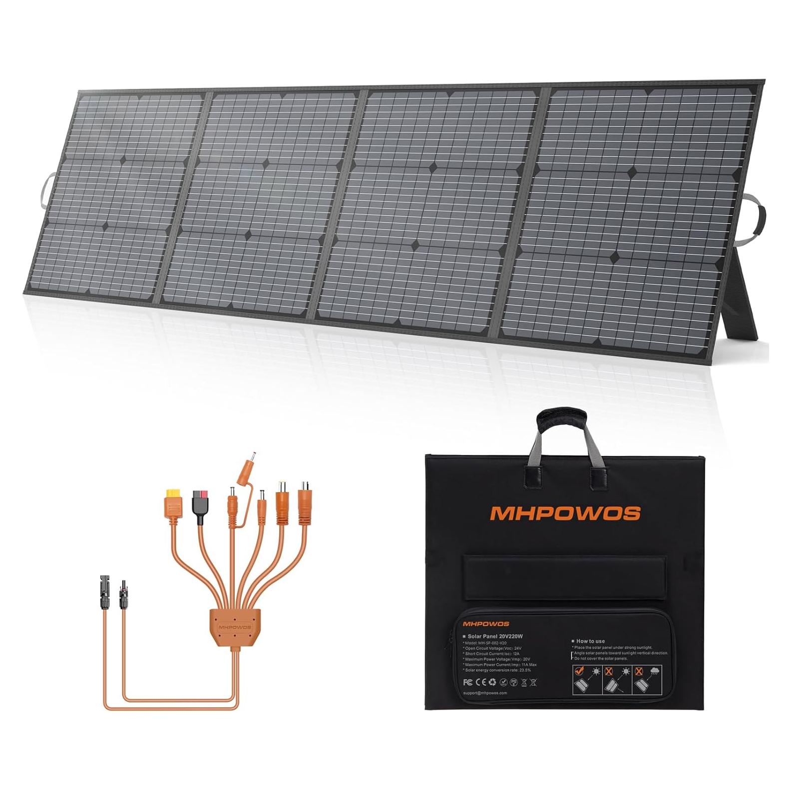 Panel Solar Portátil MHPOWOS 220W Plegable 20V Impermeable