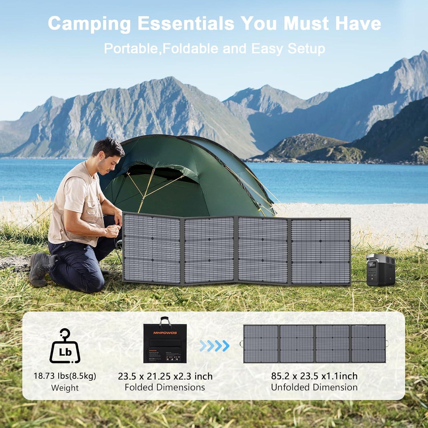 Panel Solar Portátil MHPOWOS 220W Plegable 20V Impermeable