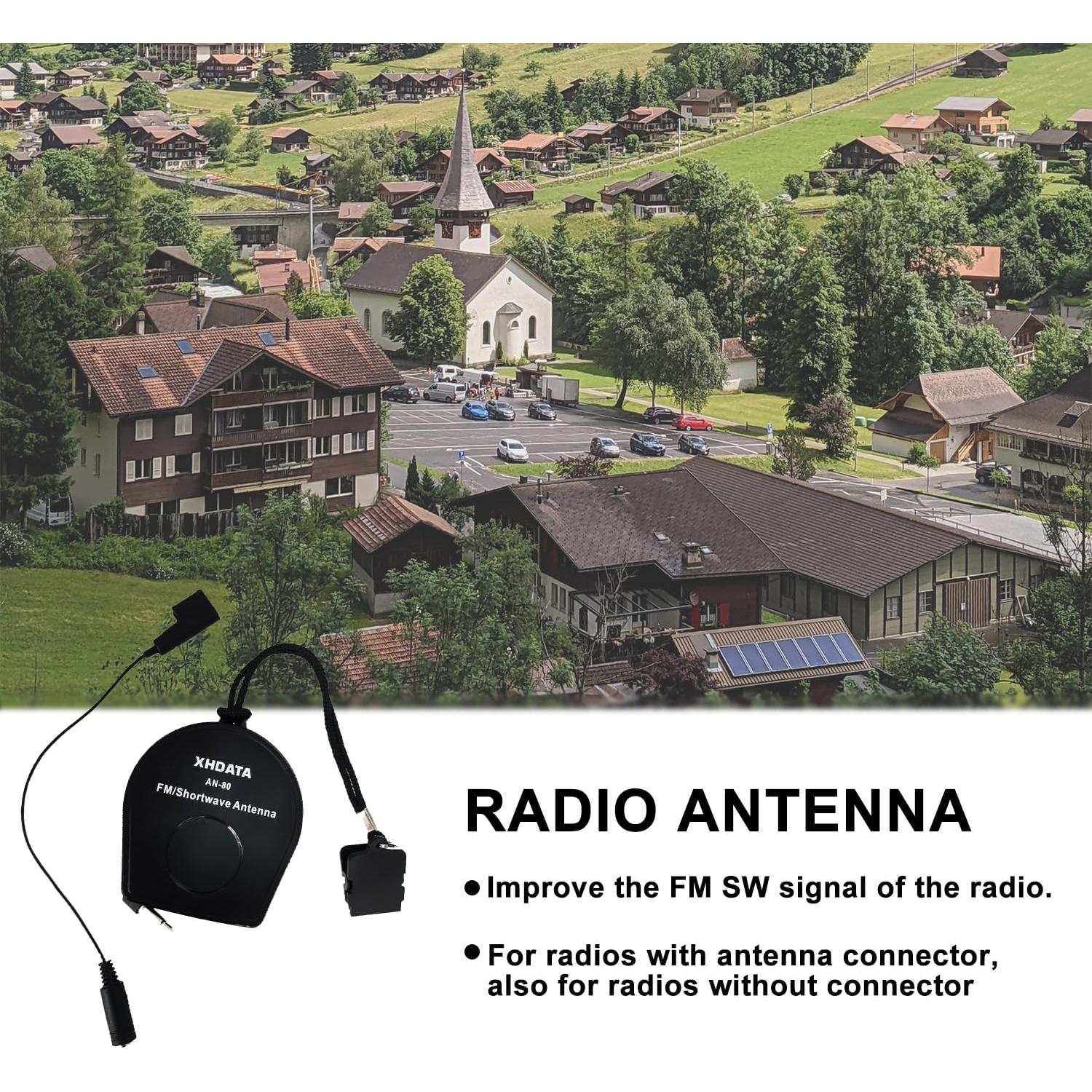 Antena Externa XHDATA AN-80 para Radio FM y Ondas Cortas