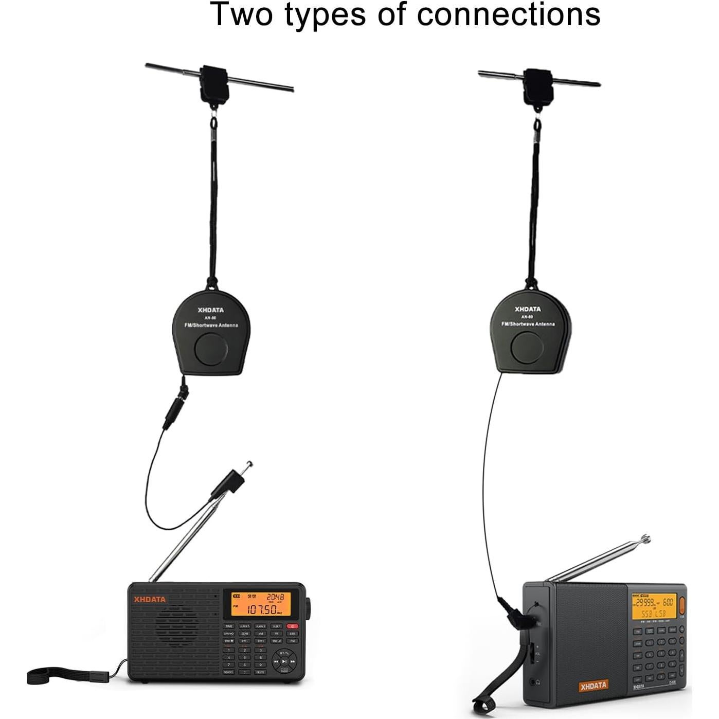 Antena Externa XHDATA AN-80 para Radio FM y Ondas Cortas