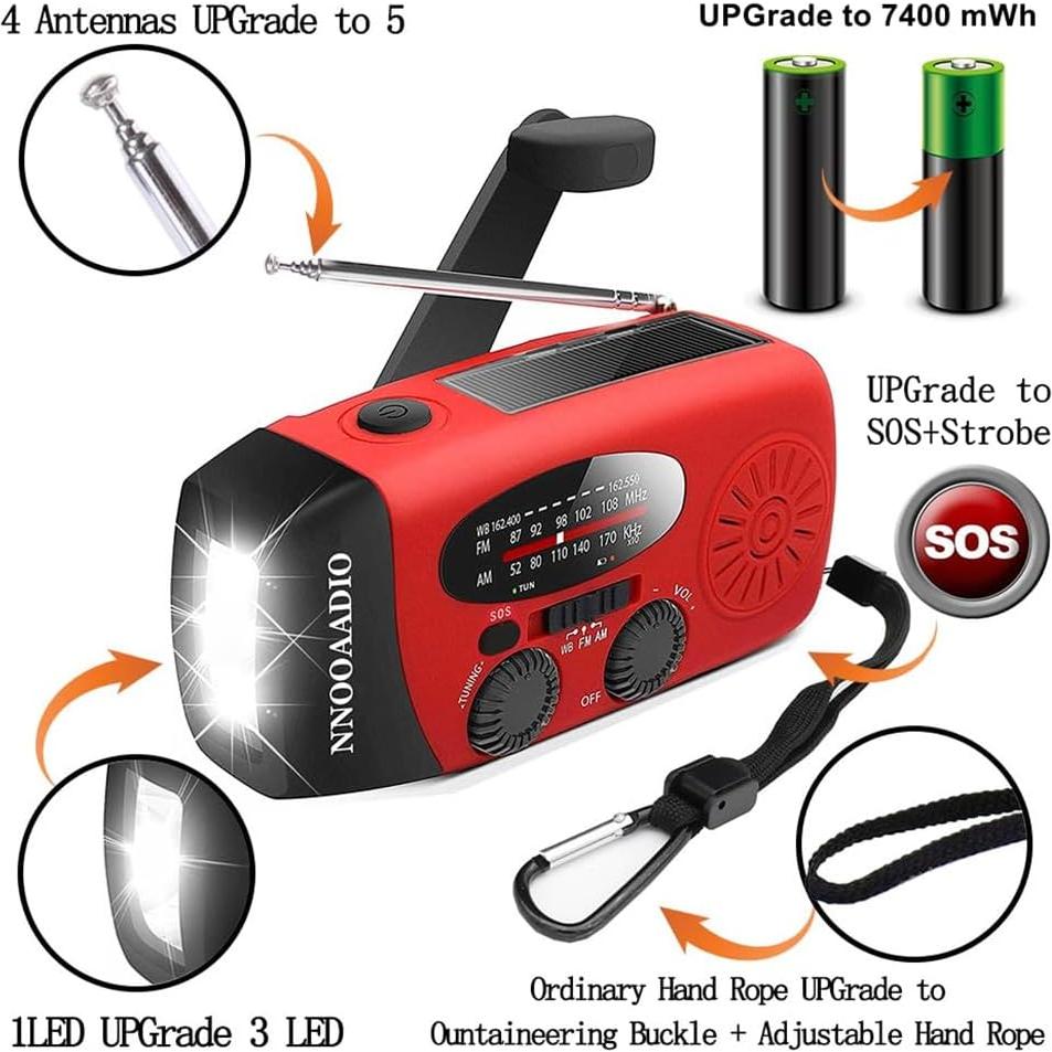 Radio de Emergencia NNOOAADIO AY-028S-R Solar 2000mAh