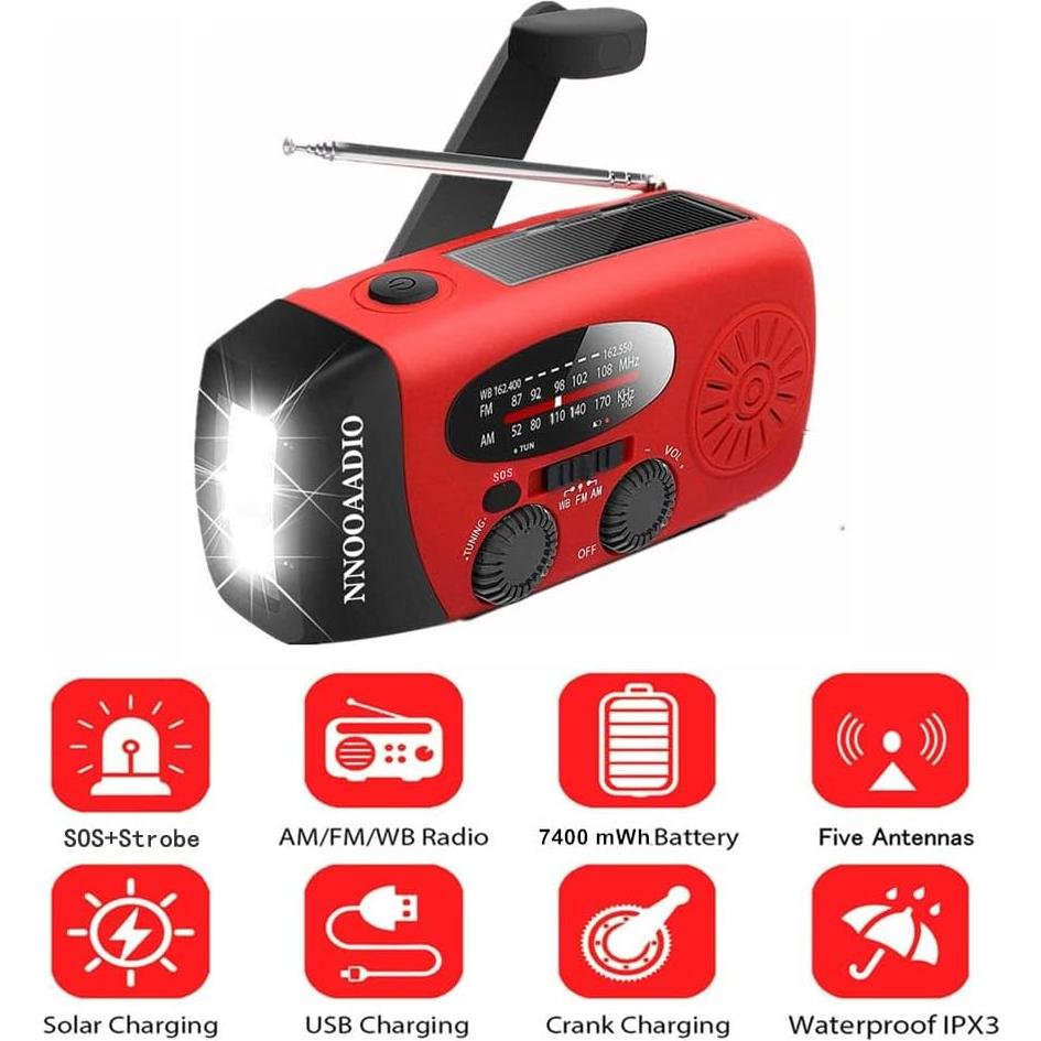 Radio de Emergencia NNOOAADIO AY-028S-R Solar 2000mAh