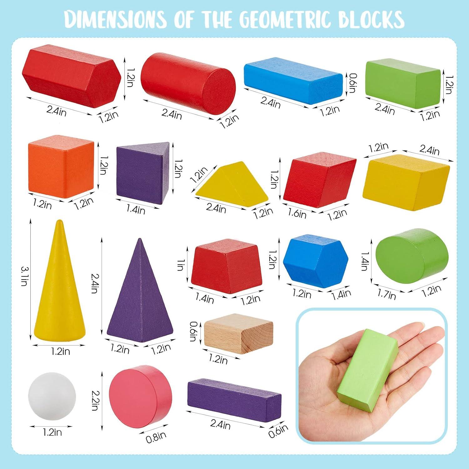 Bloques Sólidos Geométricos Deekin 18 Pcs Madera Educativos